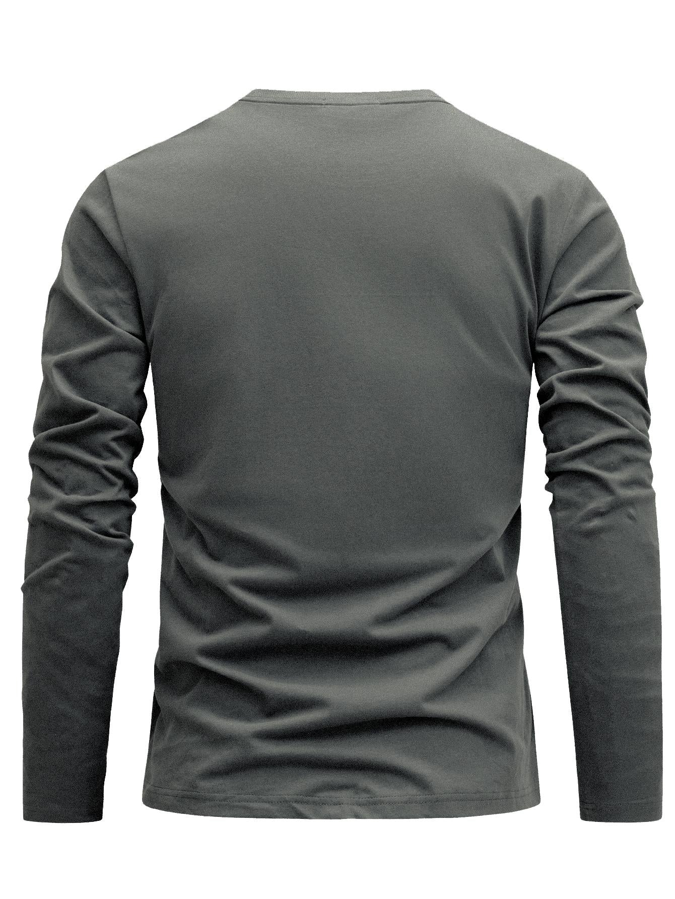 Men's 100% Cotton Long Sleeve T-Shirt with White Mountain Logo Print - Casual Round Neck Pullover, Thick Short-Season Layering Top for & Casual Attire, Spring/Fall Wardrobe Essential (Regular Fit, Hand Washable) - 100% Breath