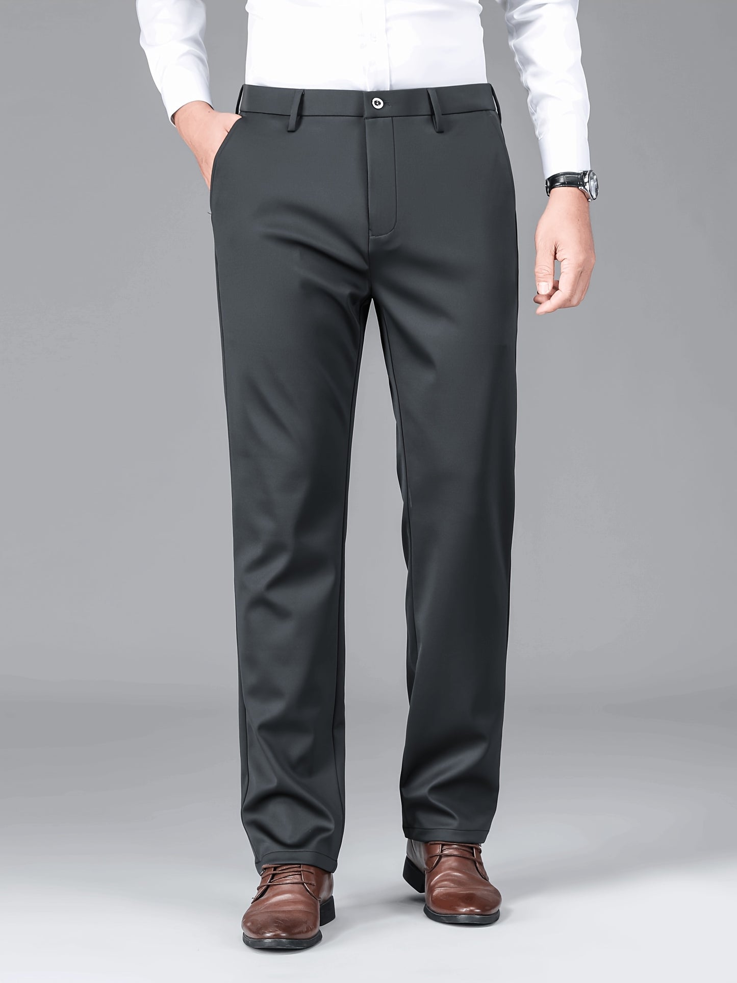 Pantalons business casual extensibles pour homme (2 pièces) – haute élasticité, infroissables, toutes saisons, logo, coupe régulière, lavables en machine, idéals bureau et événements sociaux