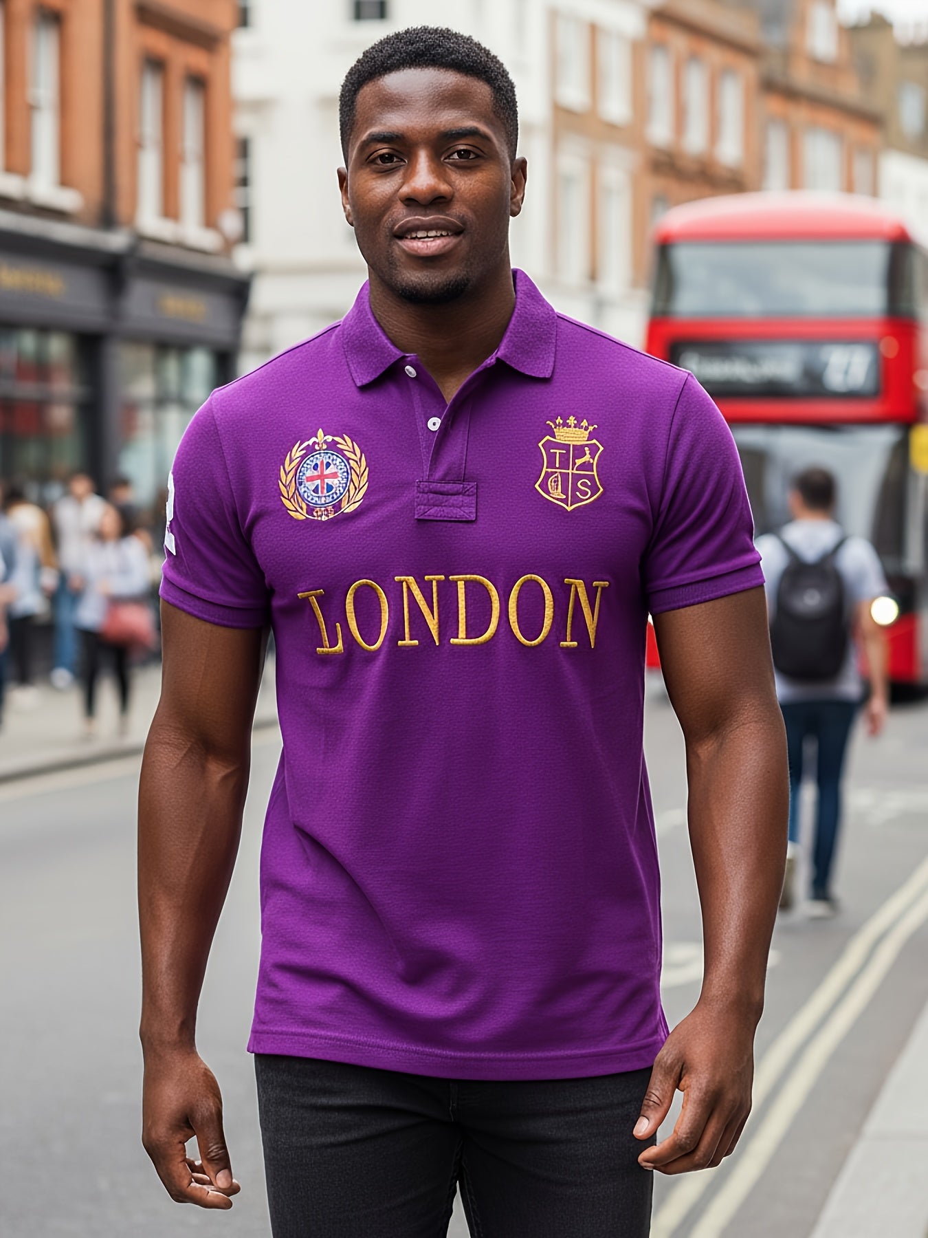 Men'S British London Royal Sport Casual Polo Shirt |, Breathable, Slim Fit, Embroidered, Half Placket, Short Sleeve, All-season.
