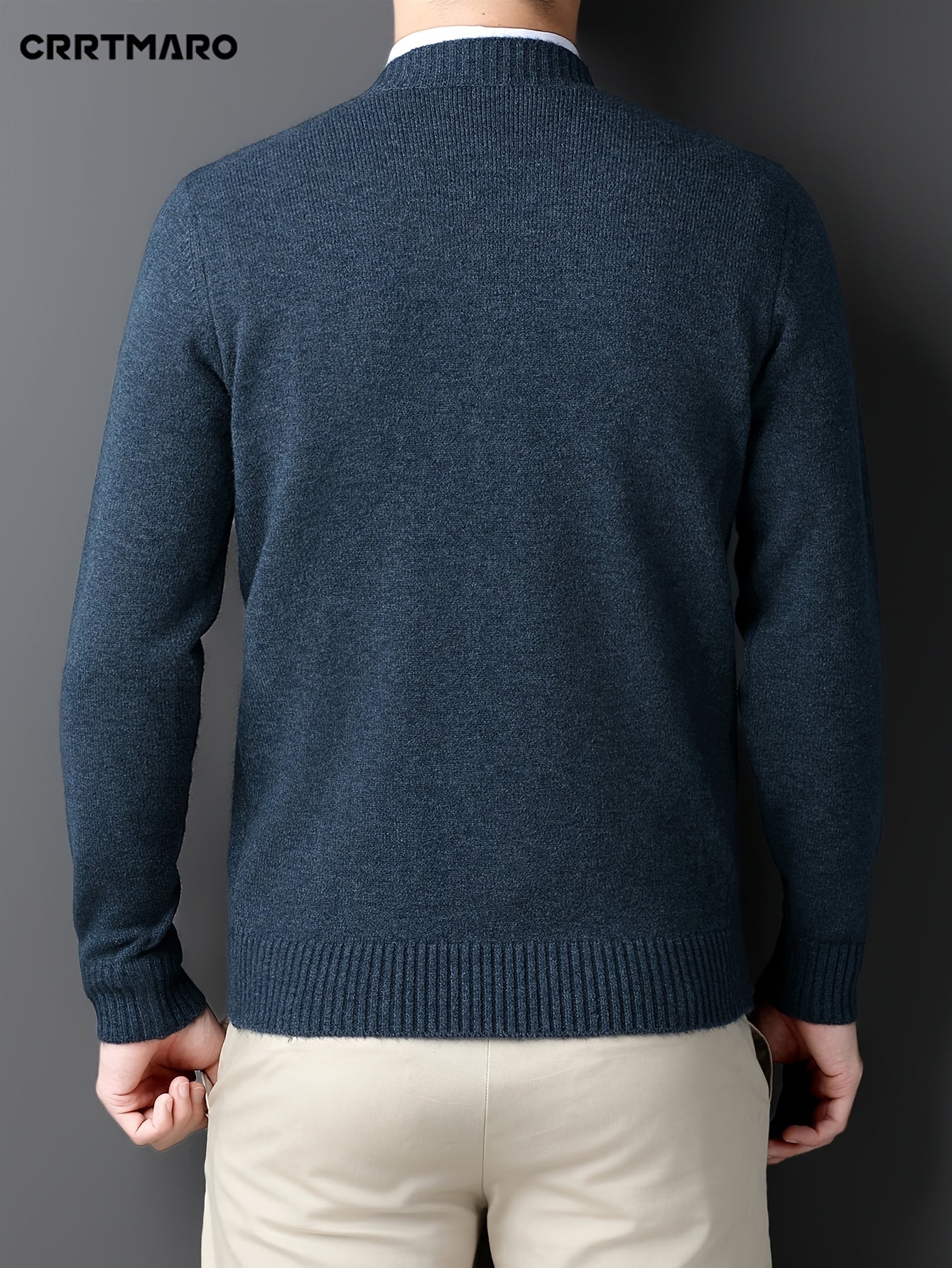 New Men's Knit Sweater with Twisted Floral V-Neck Long Sleeve Casual Top
