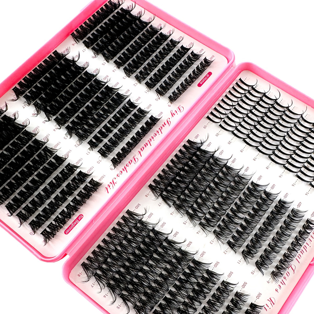 Lot de 580 faux cils volume effet vison, volume léger, courbure D, longueur mixte 9-18 mm, extensions naturelles et douces, idéales pour le maquillage