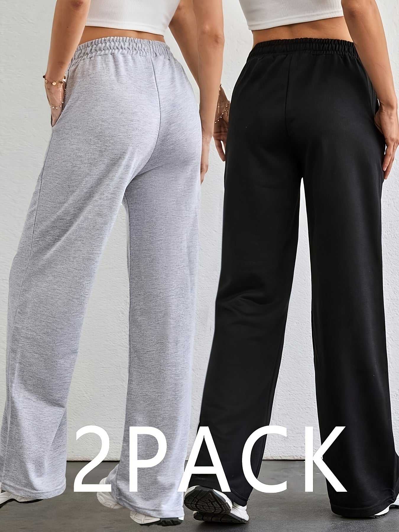 Lot de 2 Joggers Femme – Gris et Noir, Confortables et Polyvalents