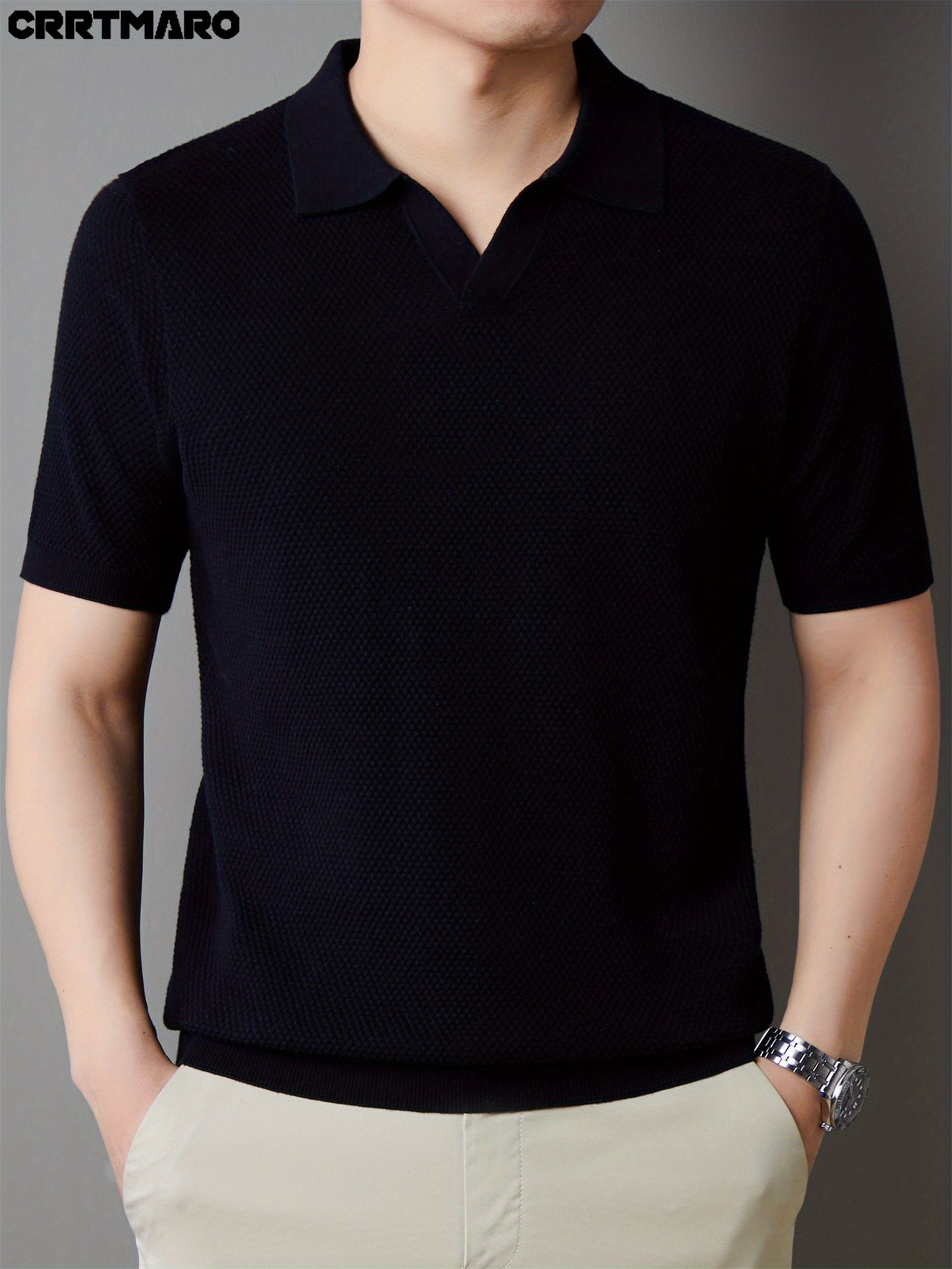 Men's 100% Cotton Shirt - Classic Fit Casual Short Sleeve, Solid Color Button- Collar for Spring/Fall, Versatile for Office & Casual Attire