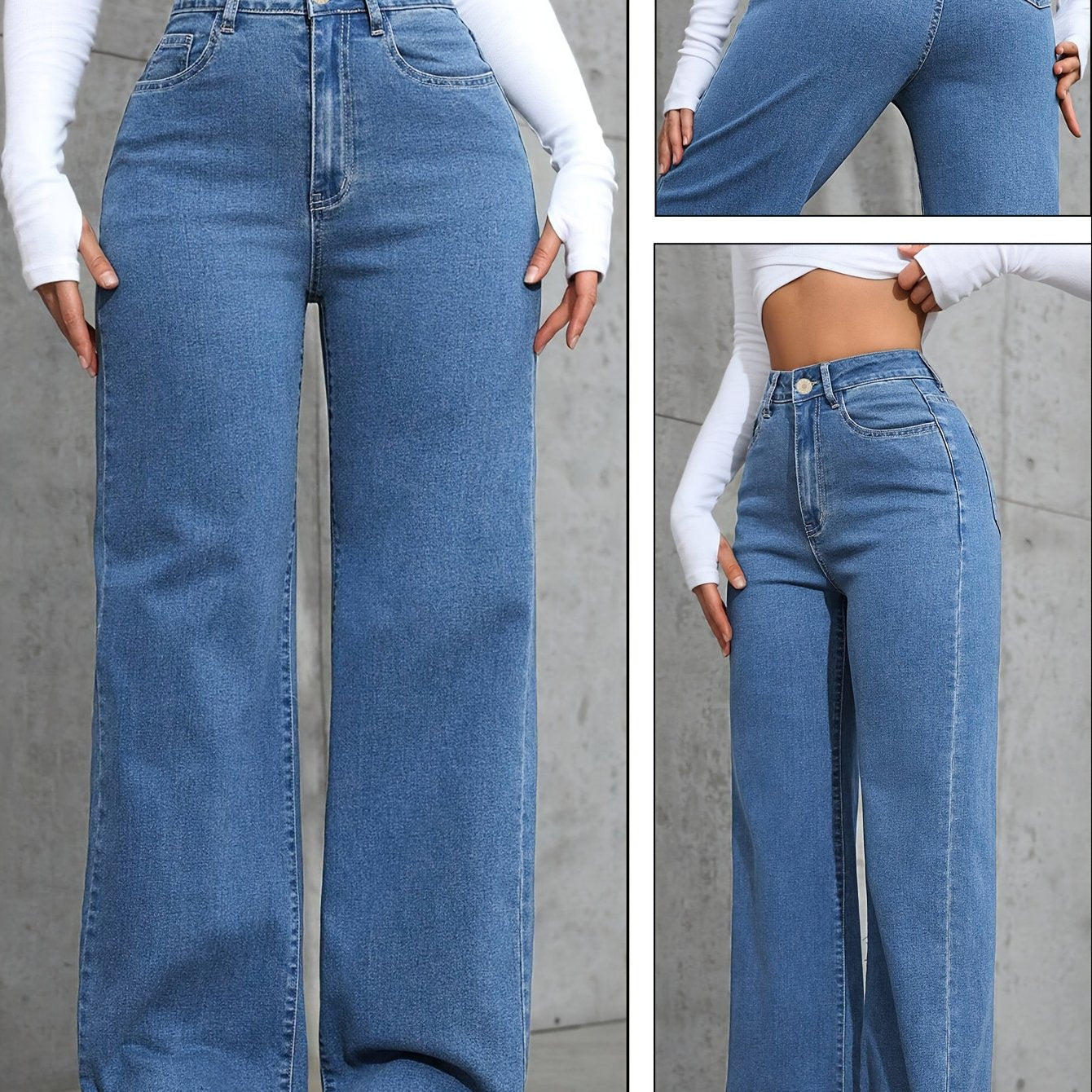 Jean Femme Élégant Évasé — Pantalon Non Transparent Toute Saison, Taille Mi-Haute, Design Classique à Cinq Poches, Idéal pour Tenues Quotidiennes et Formelles, Jean Intemporel pour Port Toute l’Année, Vêtement Polyvalent et Durable