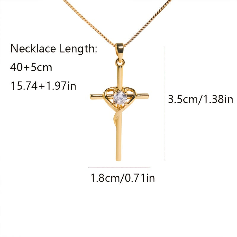Collier croix pour femme en argent 925, zirconia synthétique doré, design élégant et raffiné, parfait pour un usage quotidien, cadeau idéal pour la Saint-Valentin, Noël ou anniversaire, livré dans un coffret cadeau raffiné