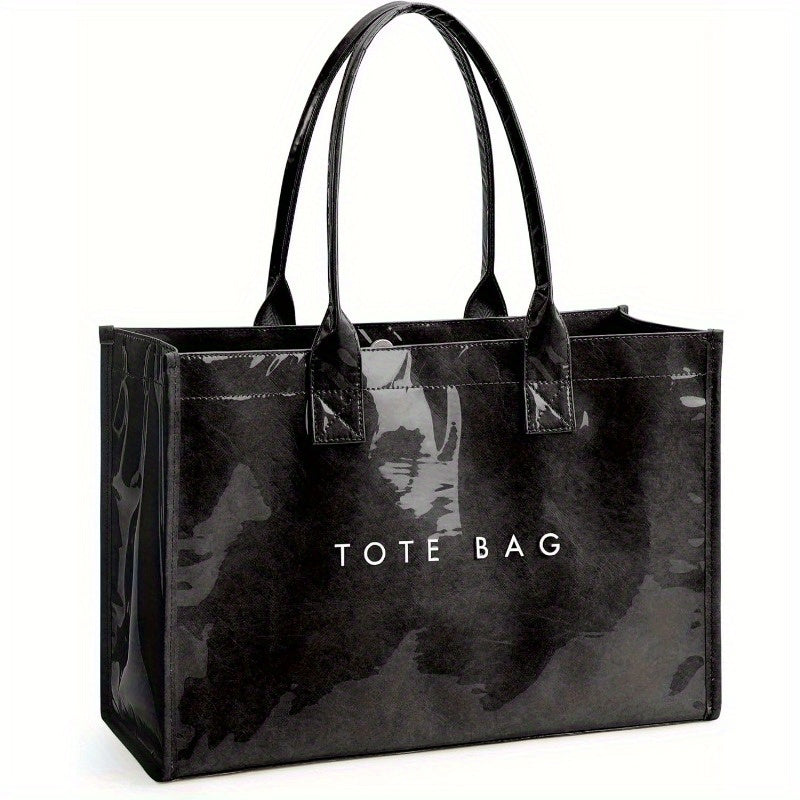 Sac Cabas Femme en PVC – Grande Capacité, Léger et Durable, Fermeture Magnétique, Idéal Travail, Shopping ou Voyage