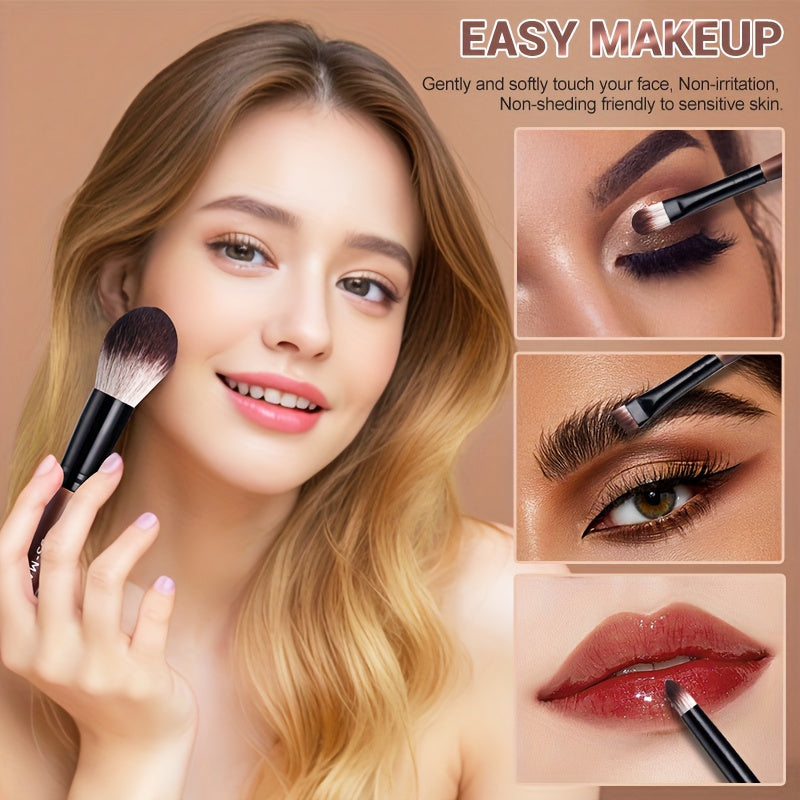 Kit 12 Pinceaux Maquillage Complet – Visage & Yeux