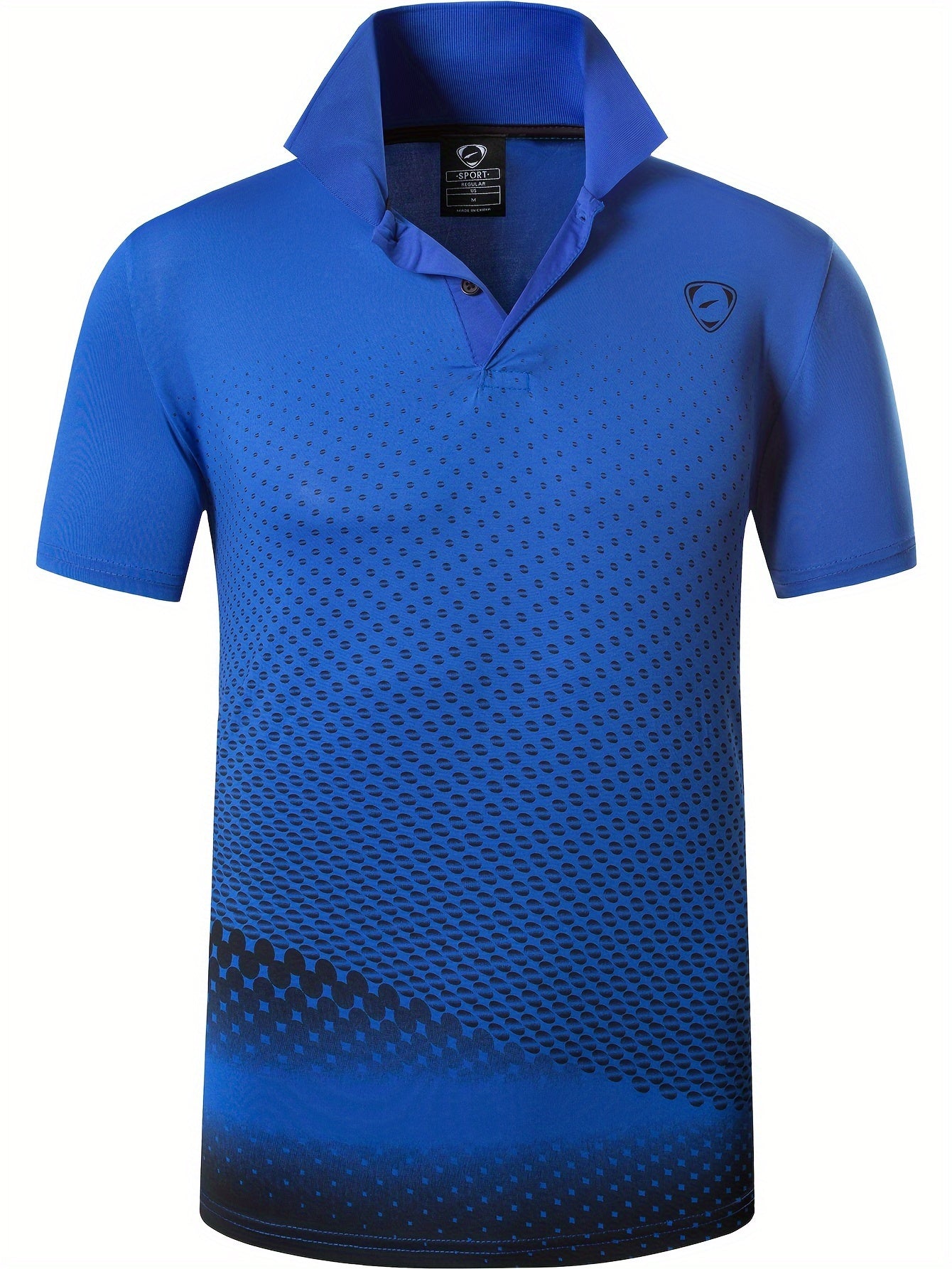 Men's Lightweight Breathable Sport Shirt - Vibrant Orange All-Over Dot Print, Stretch Polyester Short Sleeve with Collar & Button Placket for Tennis Golf Bowling, Regular Fit All-Season Casual Athletic Wear, Tennis A