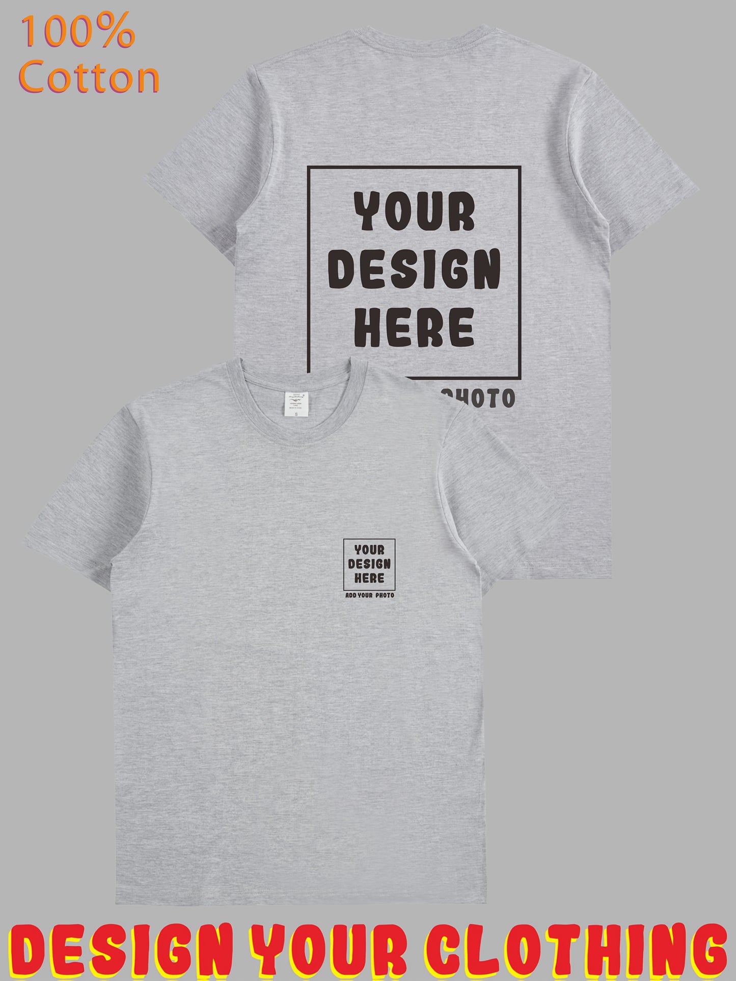 Custom-Made Men'S Short-Sleeve T-Shirt with Customizable Logos on The Chest, Back, And Sleeves. Breathable And Comfortable, Suitable As a Gift for Others, Work Uniforms, Team Apparel, Or Souvenirs.