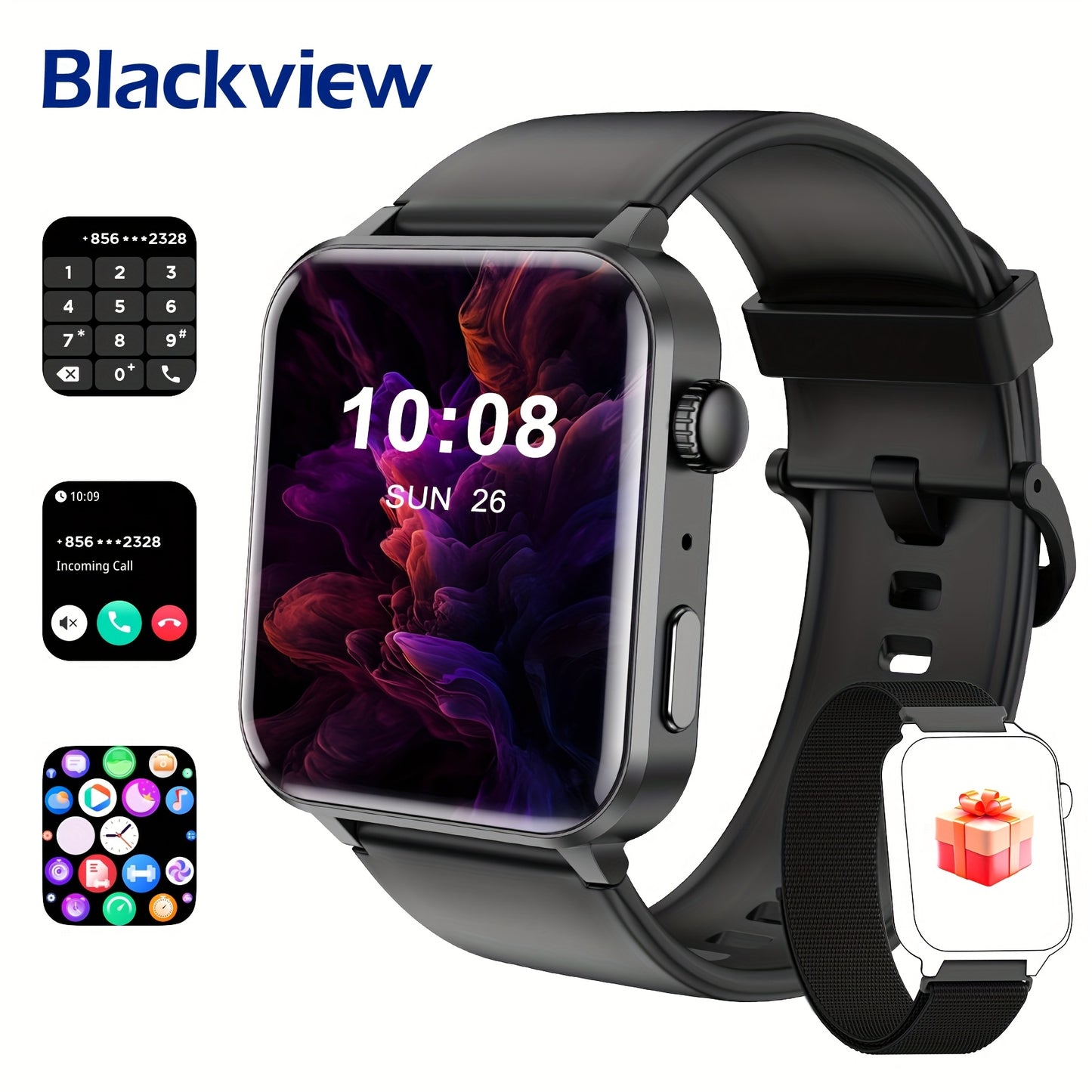 Blackview Smartwatch, Compatible With Android And For IPhone, Fitness Tracker, Fitness Watch With Activity Monitoring 1.85-Inch Touchscreen Smartwatch, With Pedometer, Calorie Meter And Stopwatch, BT 5.3 Call, Multi-Sport Mod