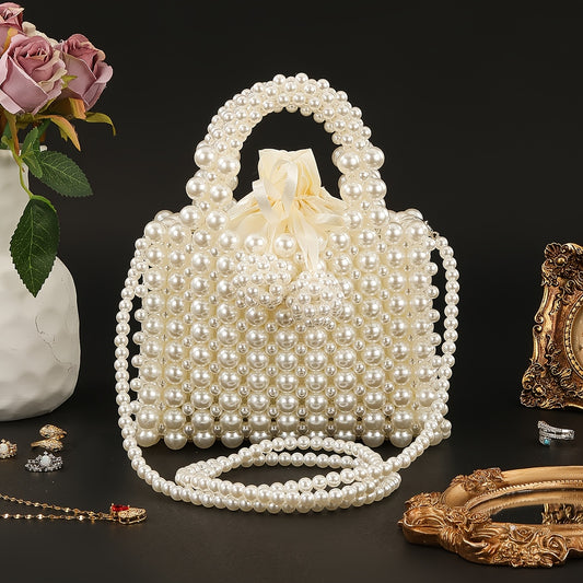 Pochette Élégante Bohème Perles – Avec Bandoulière Amovible, Design en Perles Plastique Fait Main, Quincaillerie Dorée, Parfaite pour Fêtes, Vacances et Événements Formels, Pochette de Soirée, Style Bohème, Pochette Durable en PU