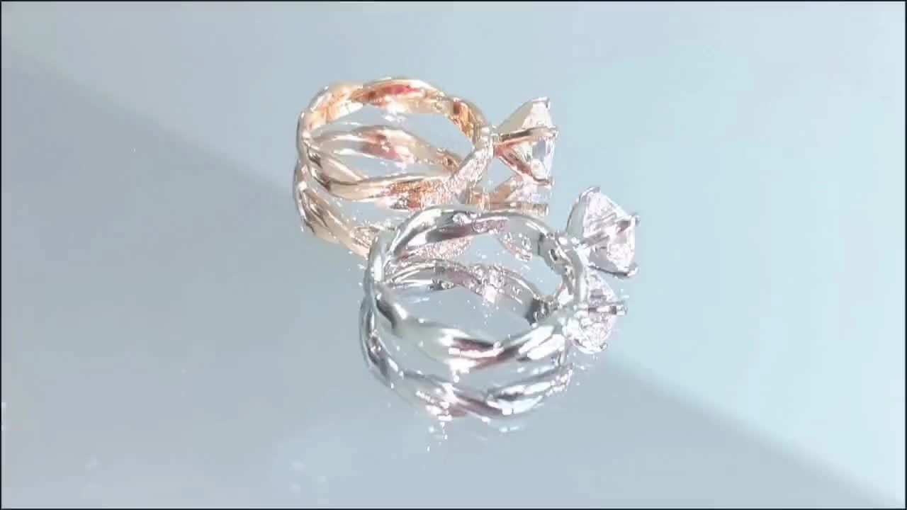 Classic 4-Prong Cubic Synthetic Zirconia Engagement Ring, Twisted Wedding Band with Multiple Synthetic Sparkling Synthetic Zirconia Stones, Women's Marriage and Engagement Jewelry, Suitable for Ladies, Party Gift