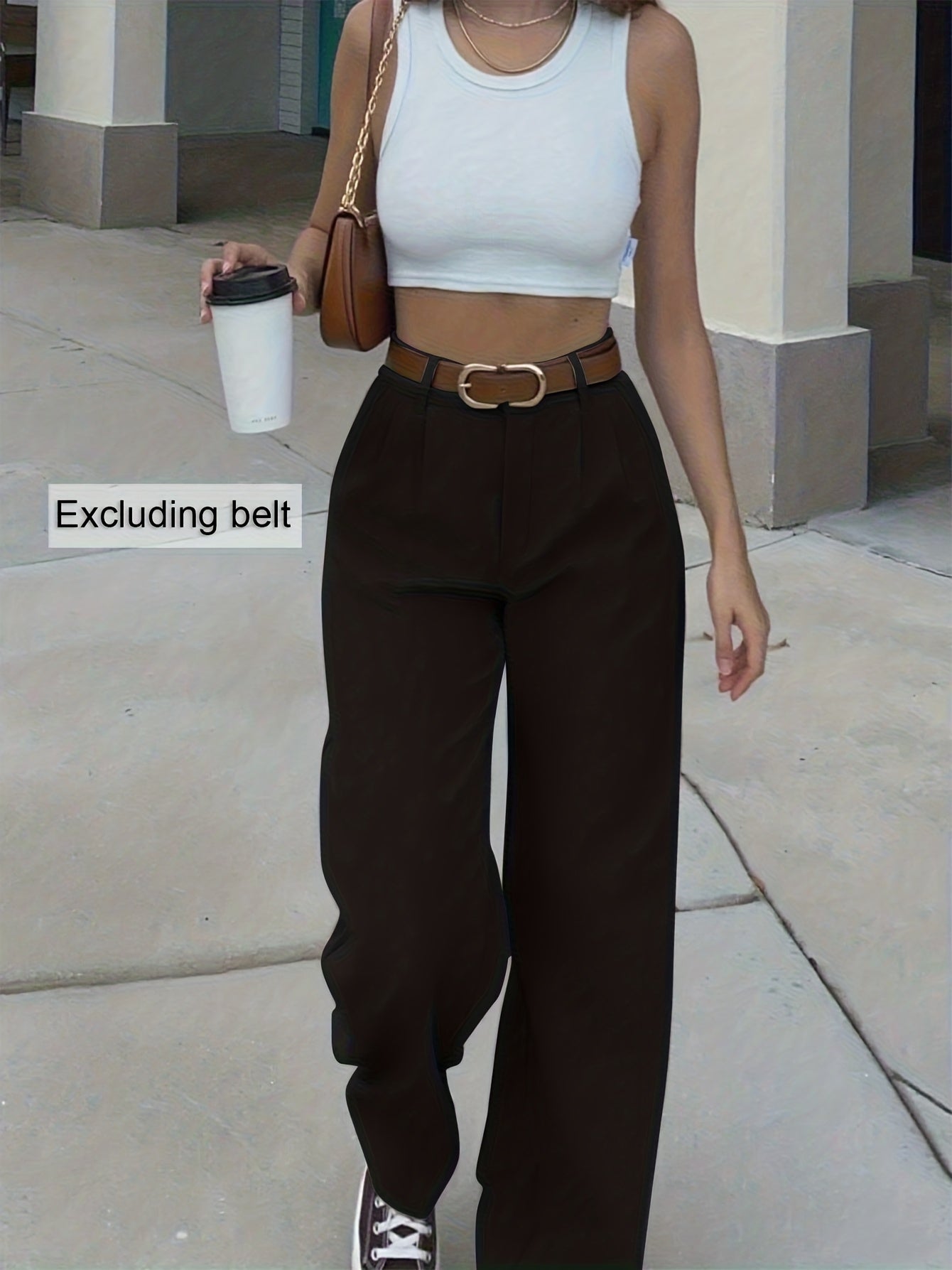 Pantalon Femme Élégant Taille Haute – Jambe Large, Sans Ceinture, Tous Saisons, Pour Blazer et Tenues Formelles