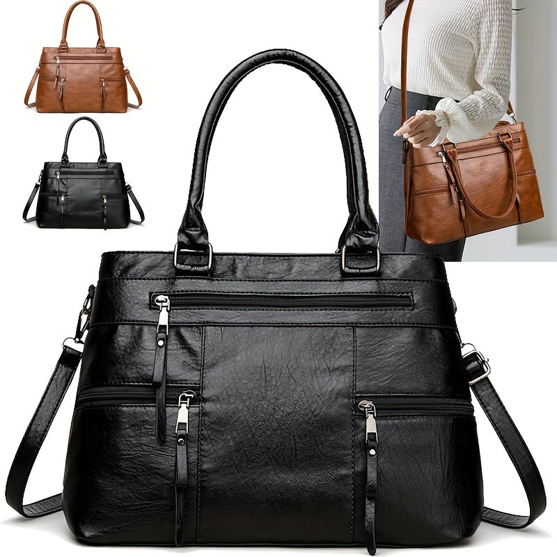 Sac Cabas Femme Vintage Grande Capacité Avec Bandoulière Amovible et Multiples Compartiments