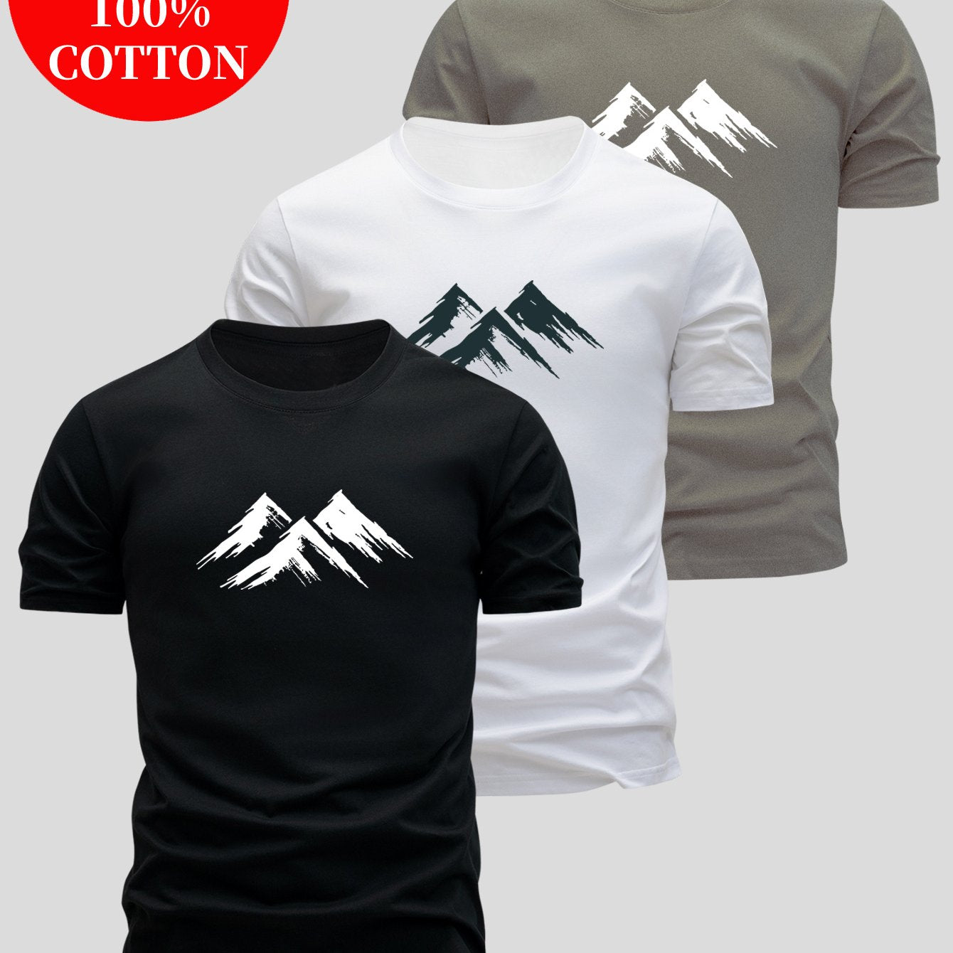 3pcs 100% Cotton T-Shirts, Simple and Elegant Design, 100% Breathable Comfort for Sports & Outdoor Activities