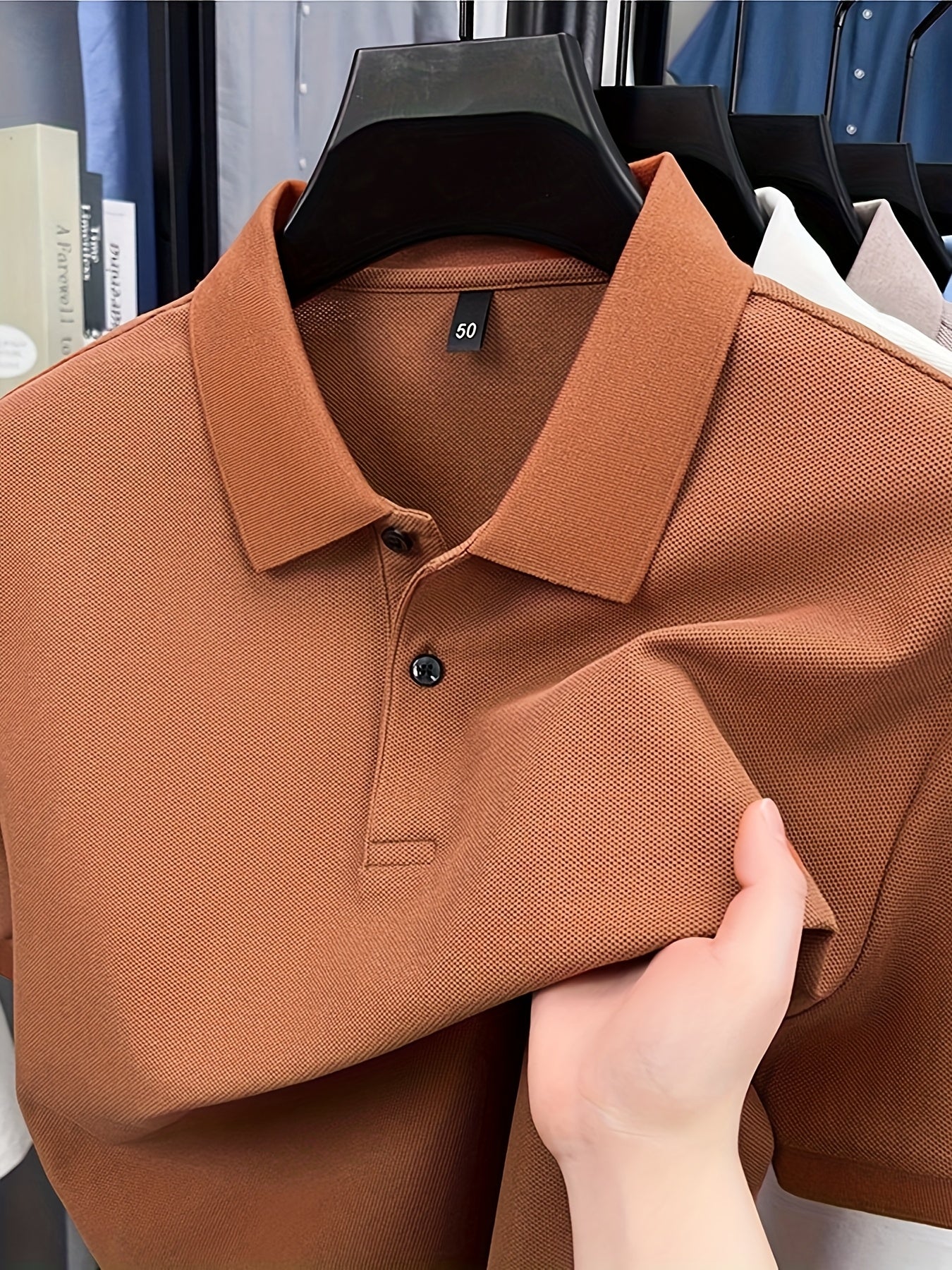 Men'S Business Casual Shirt - Formal & Everyday Office, Golf, Casual Attire - Classic Collar Button-Up Shirt - All-Season Professional T-Shirt for Men - Easy-Care Professional Attire, Golf Apparel, Solid Color Design, Comfort