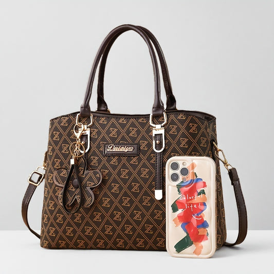 Sac Cabas à Motif avec Pendentif – Idéal pour Cadeau d’Anniversaire, Sorties Décontractées, Voyages, Indispensable pour une Maman Stylée, Texture Pierre, Grande Capacité, Style Vintage