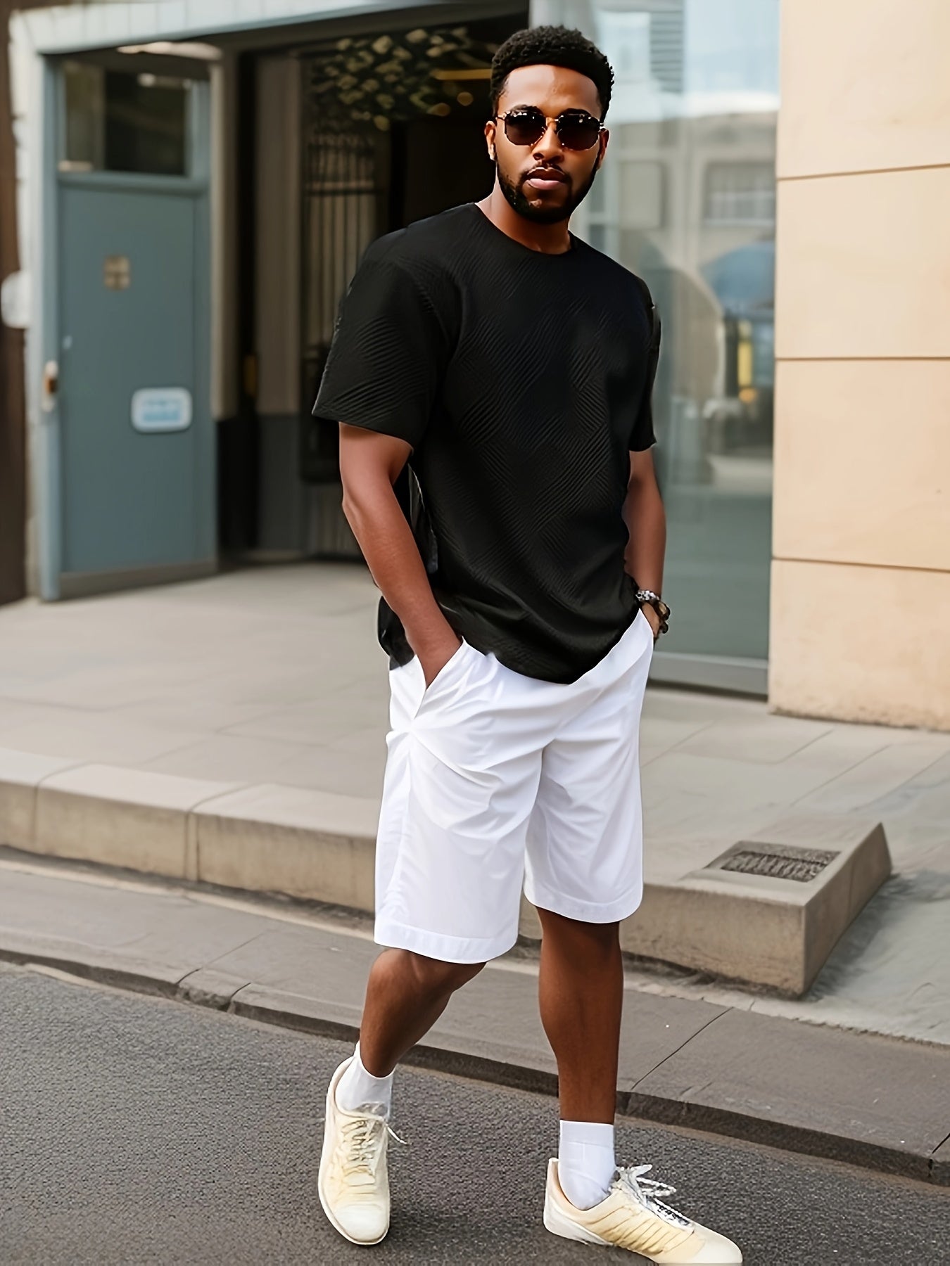 Men's Solid Color Summer Simple Fashion Casual Top, Crew Neck T-Shirt, Suitable for Husband Gift and Father's Day Present