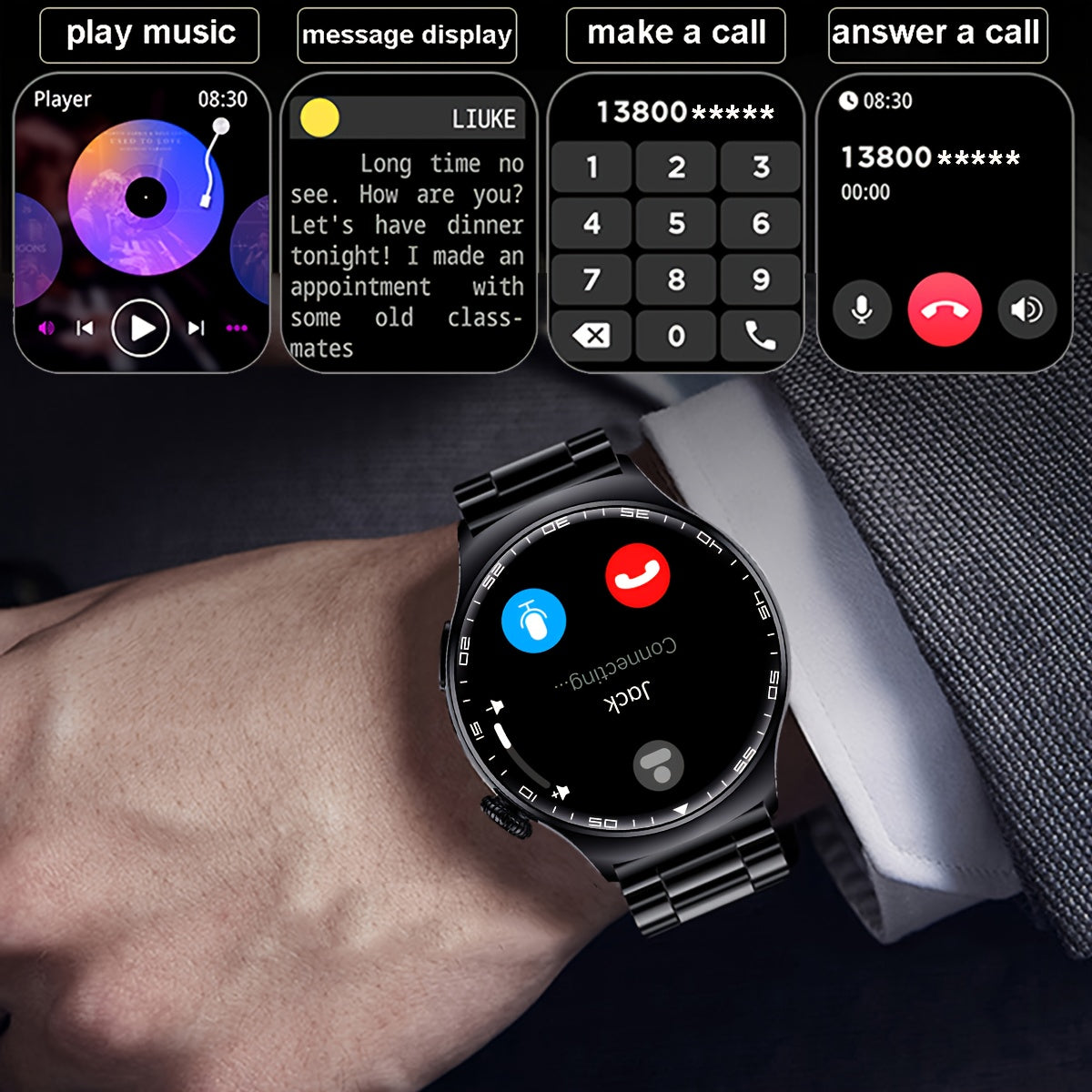 Montre Connectée Compatible iPhone/Android – Écran HD 1,51", Bluetooth 5.3, Appels Sans Fil, Assistant Vocal, 100+ Modes Sport, Compteur de Pas, Notifications, Synchronisation Mobile & Météo – Smartwatch Unisexe