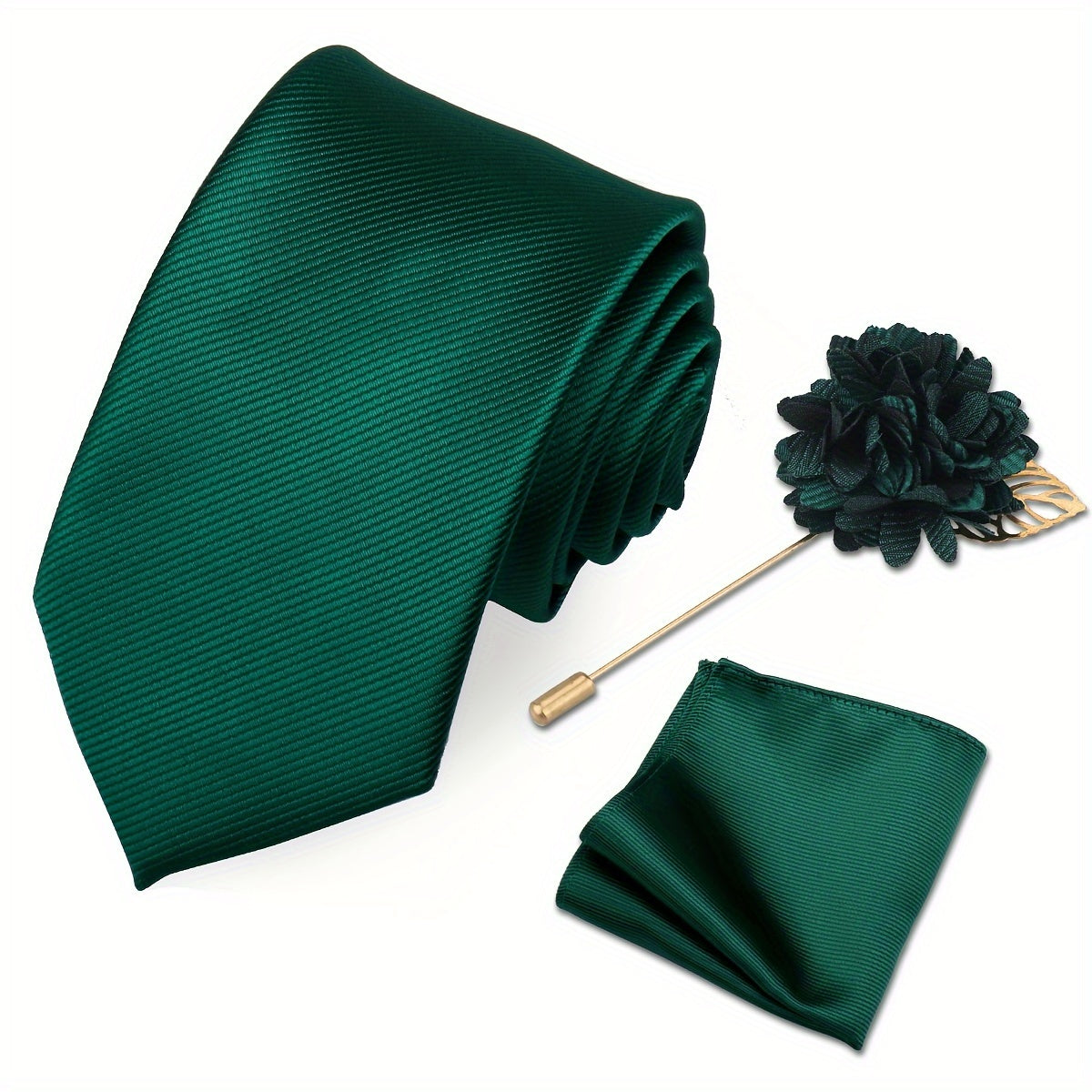 Lot de 3 Accessoires Homme – Cravate, Pochette & Broche Classiques