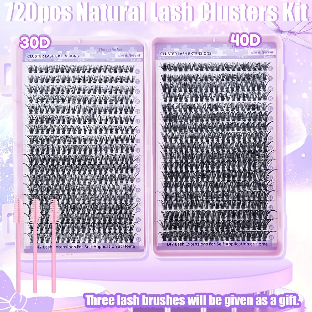 Livre de Cils avec 645/666/720 pcs – Faux Cils Épais, Naturels et Fluffy, Parfaits pour DIY Effet Cat-Eye ou Poupée, Look Naturel à la Maison