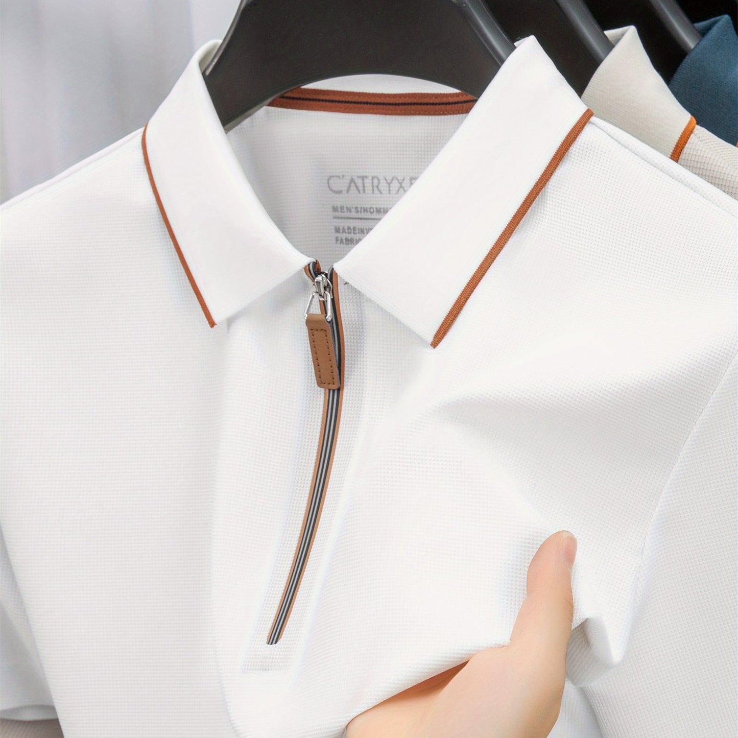 Men'S Casual Polo Shirt | Summer New Half-Zip Lapel Collar Short Sleeve T-Shirt, Slight Stretch Fabric, Solid Color