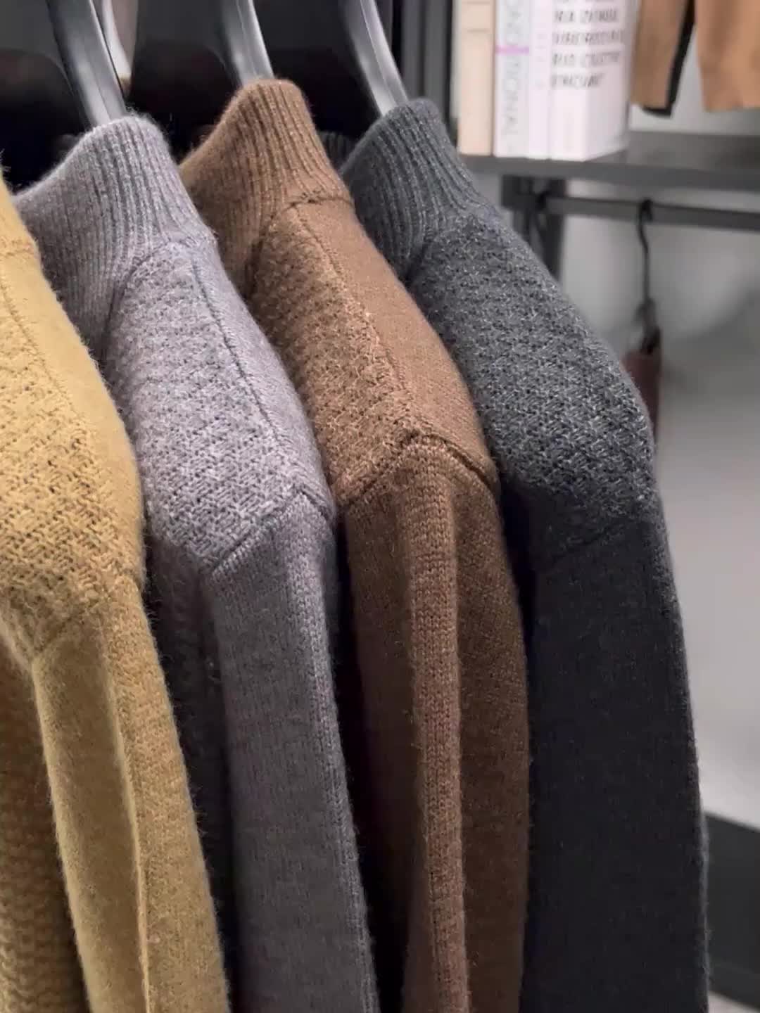 Men'S Thickened Warm Half-Zip Knitted Sweater | Casual Solid Color Stand Collar Sweater for Fall/Winter