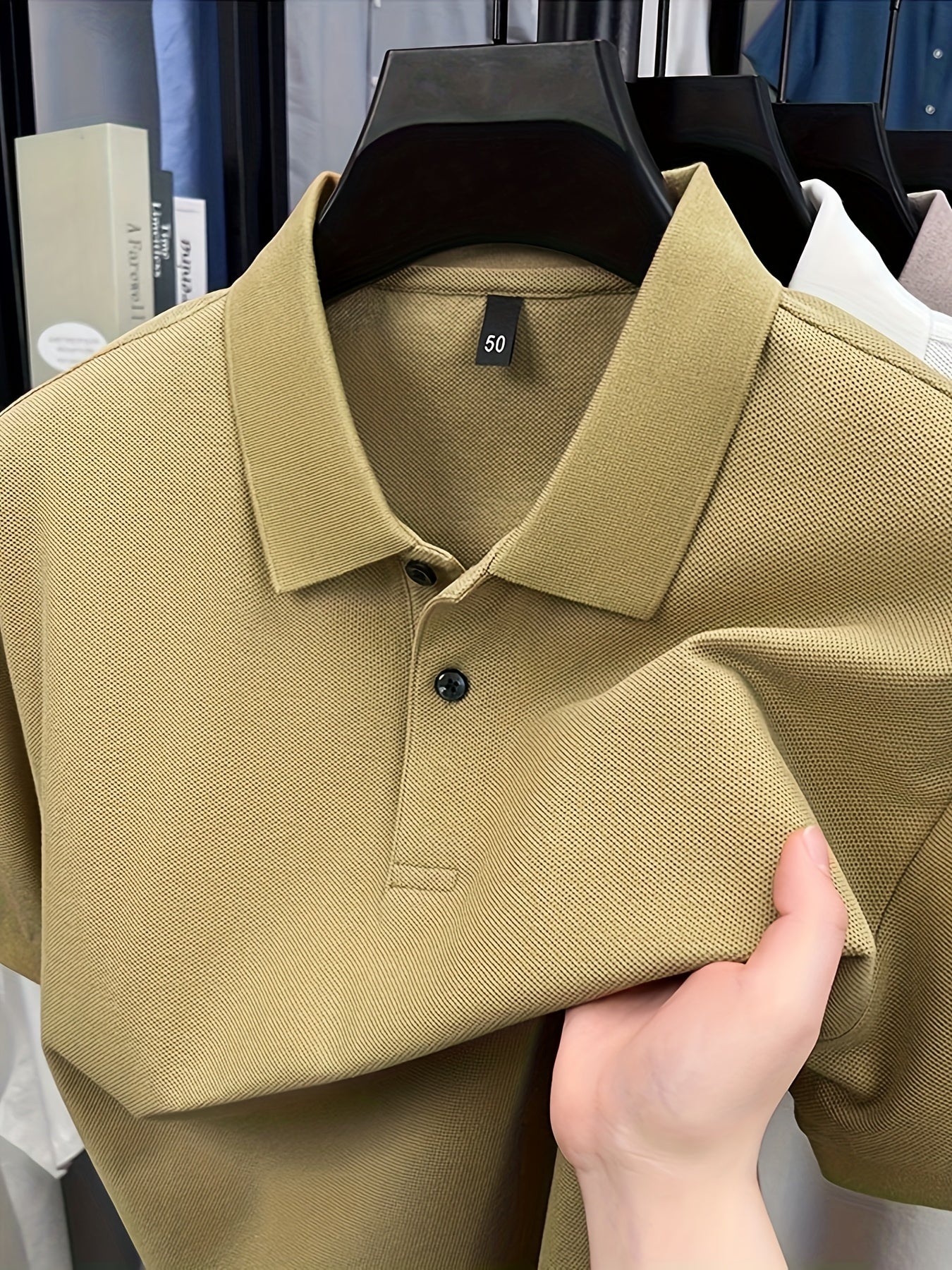 Men'S Business Casual Shirt - Formal & Everyday Office, Golf, Casual Attire - Classic Collar Button-Up Shirt - All-Season Professional T-Shirt for Men - Easy-Care Professional Attire, Golf Apparel, Solid Color Design, Comfort