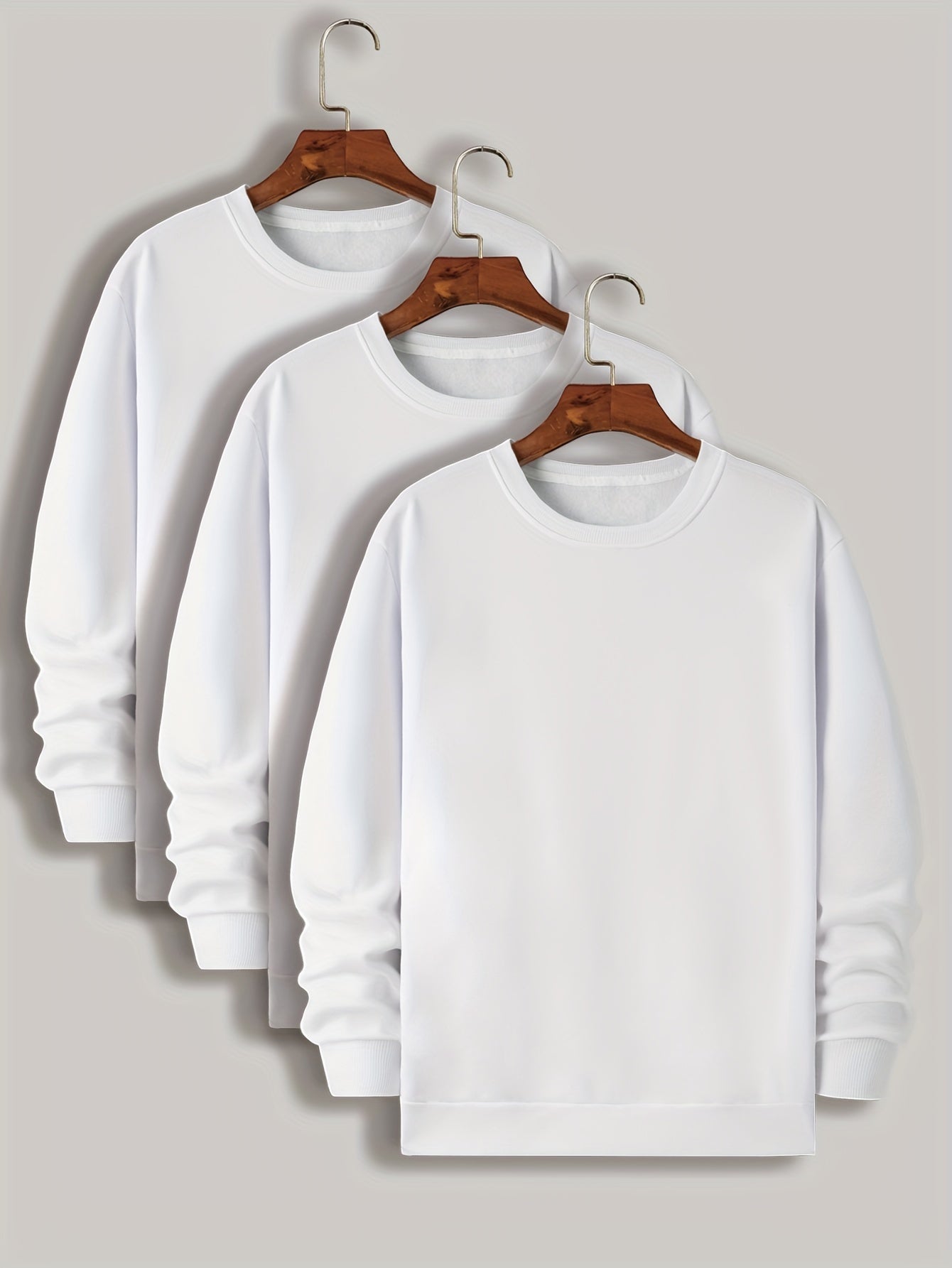 3pcs Sweatshirts Homme Grande Taille – Col Rond, Manches Longues, Printemps/Automne/Hiver