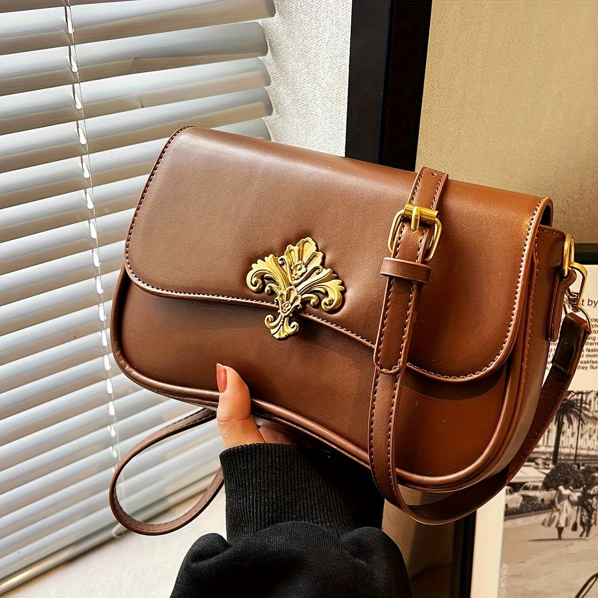 Sac bandoulière grande capacité pour femmes – couleur unie, élégant et pratique