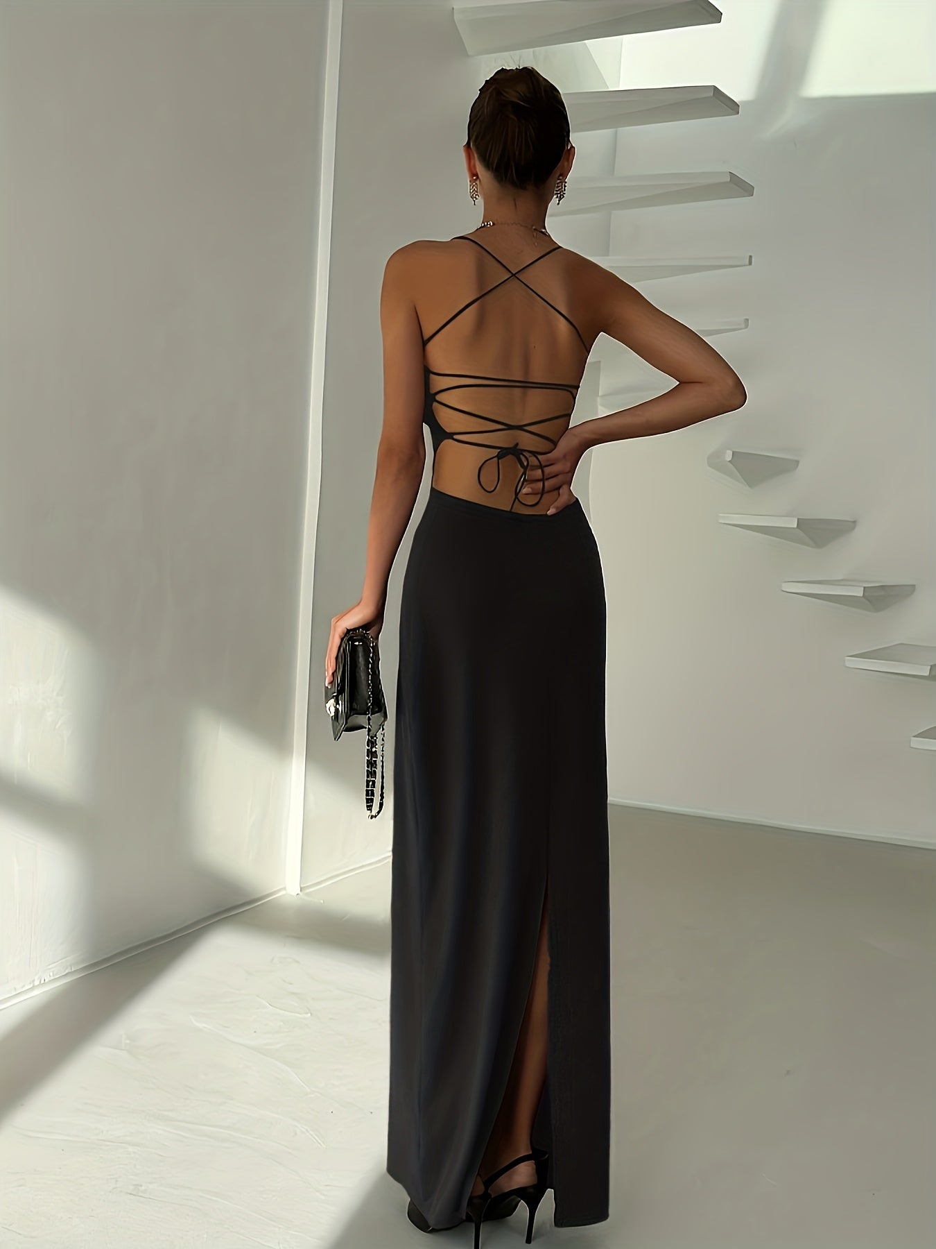 Robe Femme Sexy Élégante de Soirée — Dos Nu, Silhouette Sirène/Trumpet, Sans Manches, Robe Formelle pour Soirées et Mariages, Coupe Bodycon Flatteuse, Idéale pour Prom, Gala et Tenues Chics Quotidiennes, Style Sophistiqué