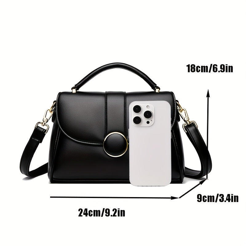 Sac bandoulière noir élégant femme poignée ronde réglable zip polyester