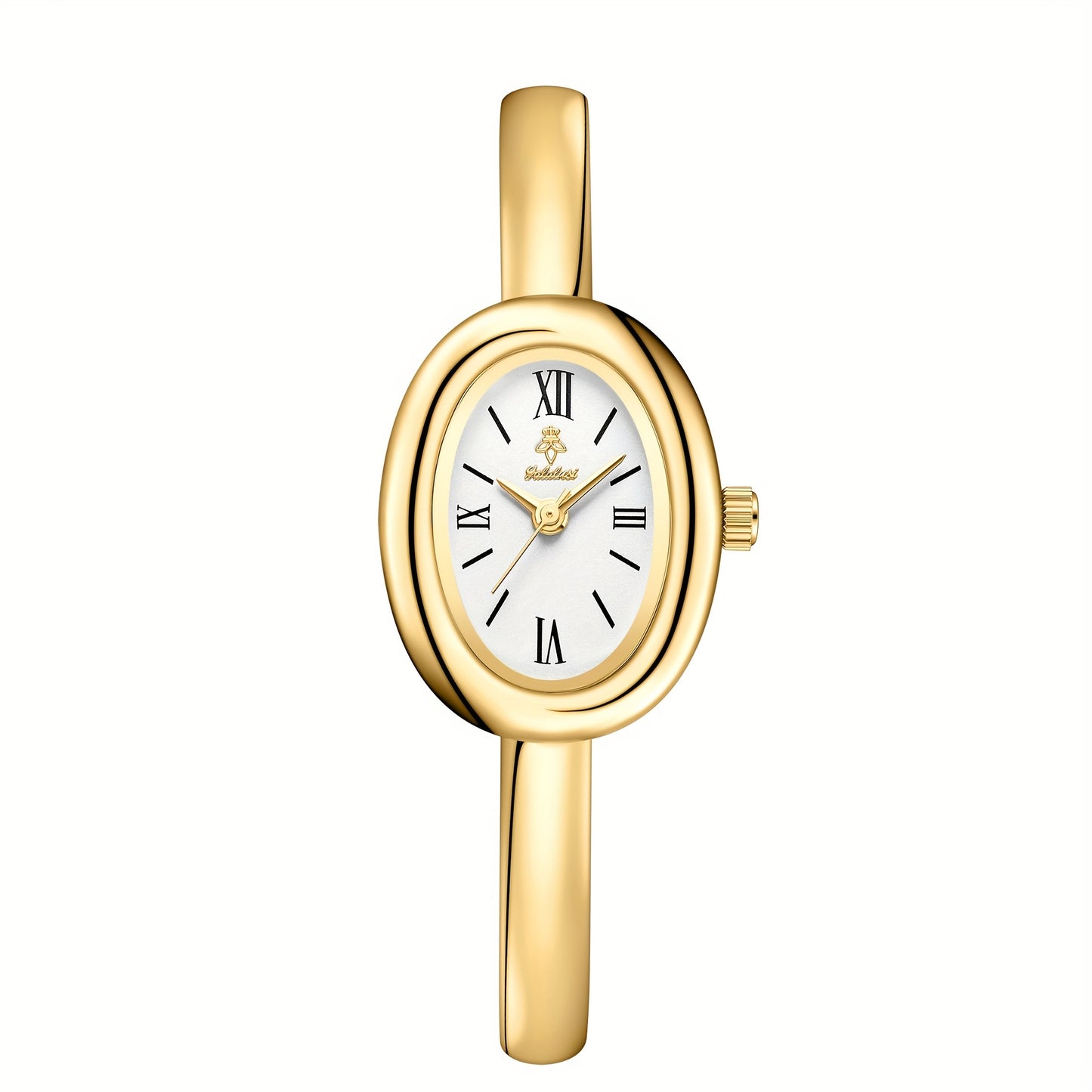 Montre Élégante – Boîtier et Bracelet Dorés, Cadran Ovale Classique avec Chiffres Romains, Minimaliste, Idéale Quotidien et Événements Formels, Cadeau Luxe pour Homme/Femme (Anniversaire, Mariage), Coffret Inclus