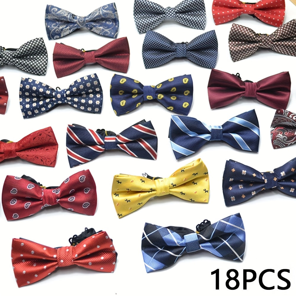 18pcs Noeuds Papillon Hommes – Pré-Noués Ajustables, Couleurs Aléatoires