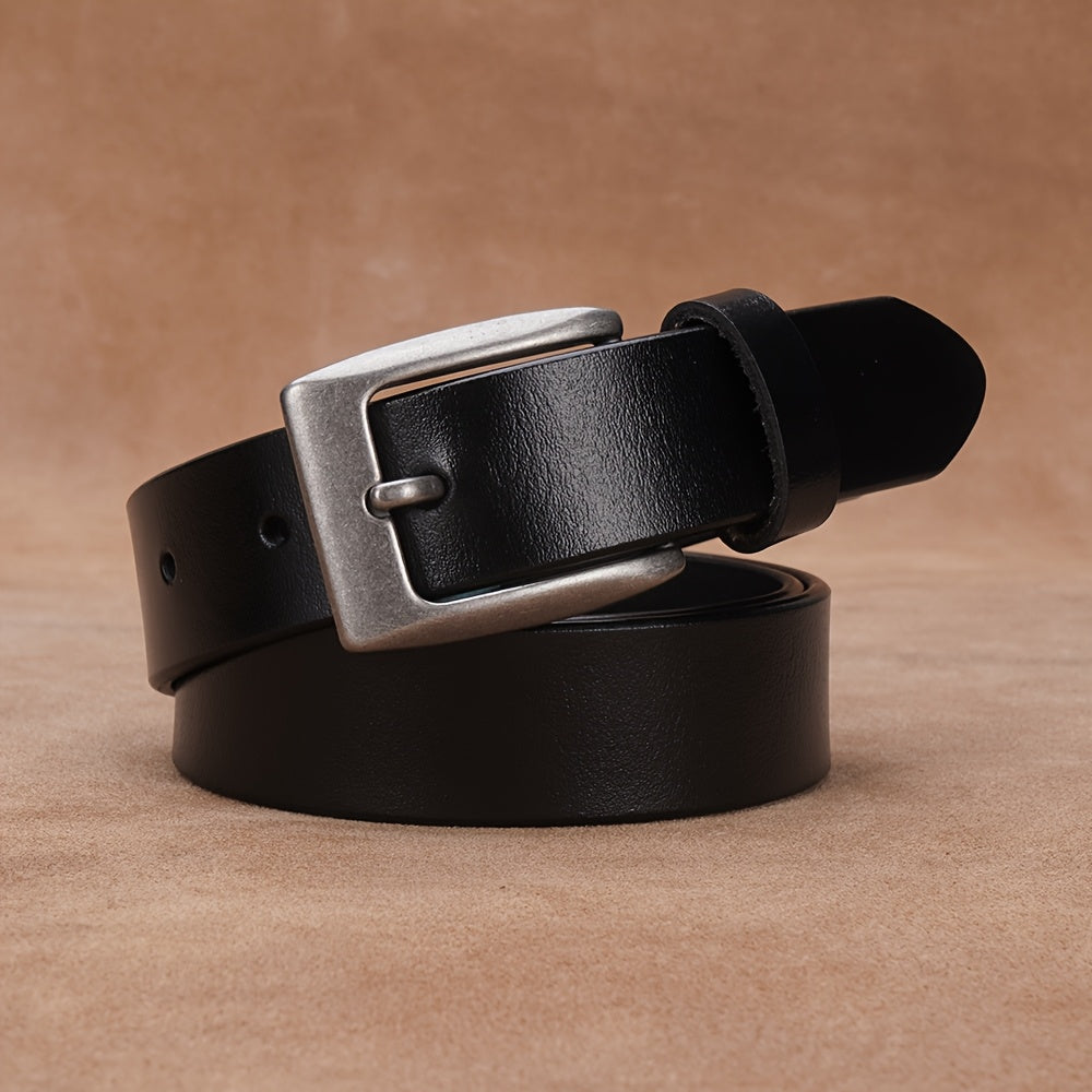 Ceinture en cuir véritable pour femmes – Bande de taille simple et polyvalente avec fermeture bouton vintage