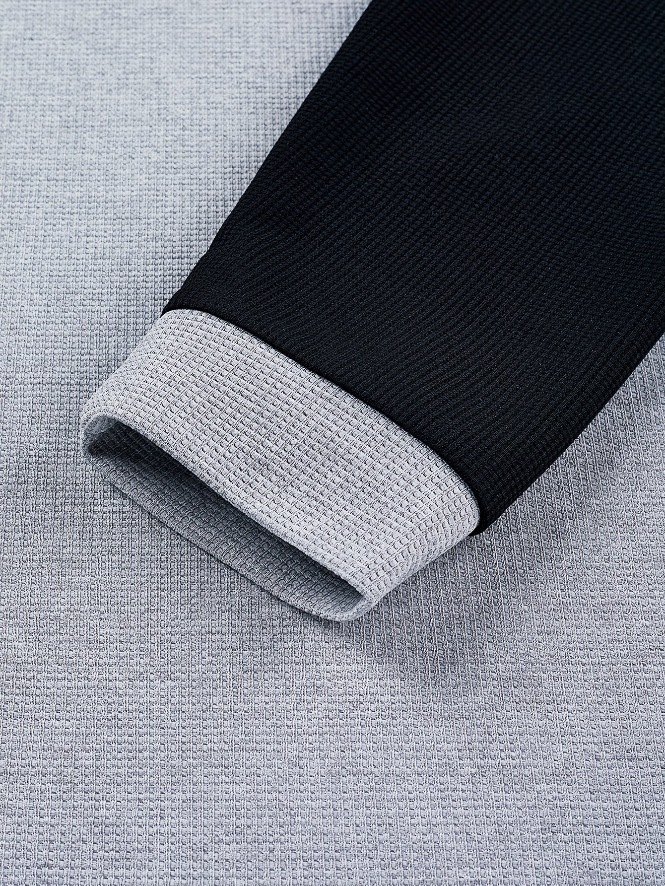 Men'S Waffle Knit V-Neck Long Sleeve Polo Shirt with Contrast Trim, Letter Print, and Chest Emblem - Casual Fall Outdoor Wear, Regular Fit, Pullover Style, Casual Wear|Vneck Shirt|Waffle Knit Texture