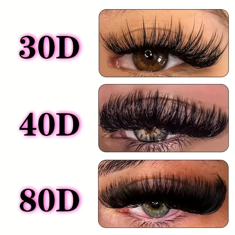 200 faux cils 3D en vison synthétique, style russe, épaisseur 0,05 mm, courbure D, longueurs mixtes 10-18 mm, styles naturel et anime, réutilisables, à poser soi-même
