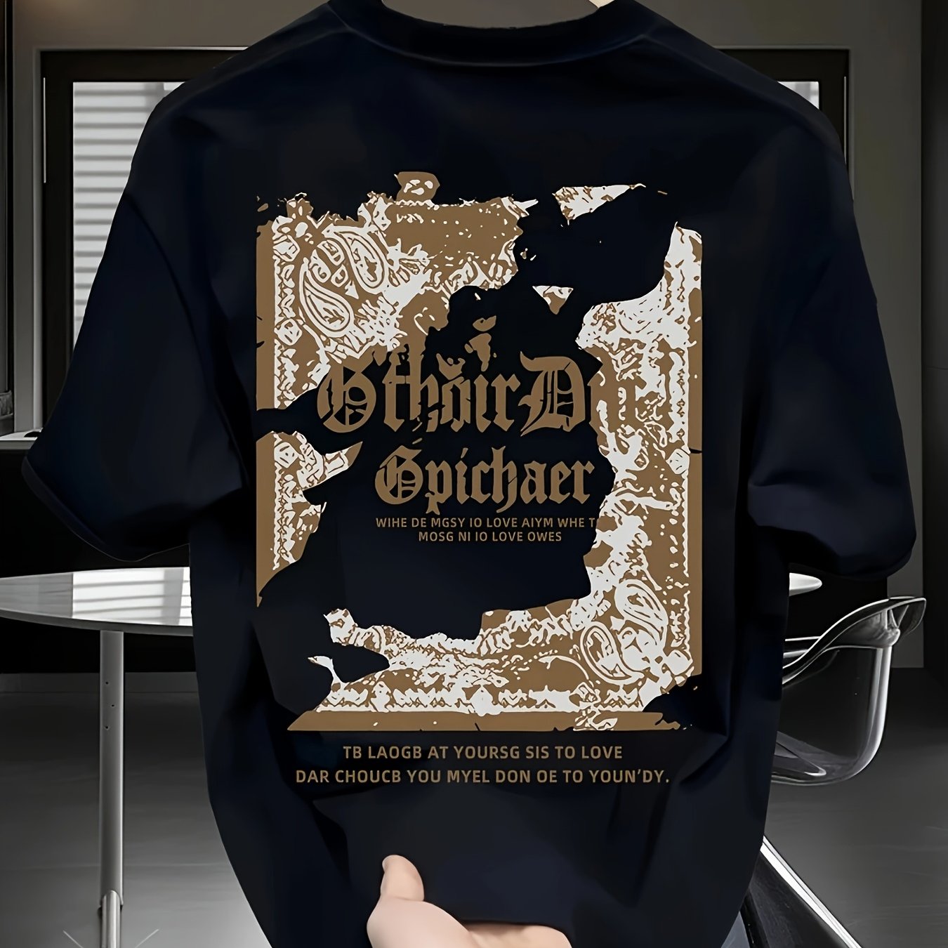 Heavy pure cotton trendy brand printed short-sleeved T-shirt Men's summer new casual large-size loose versatile top