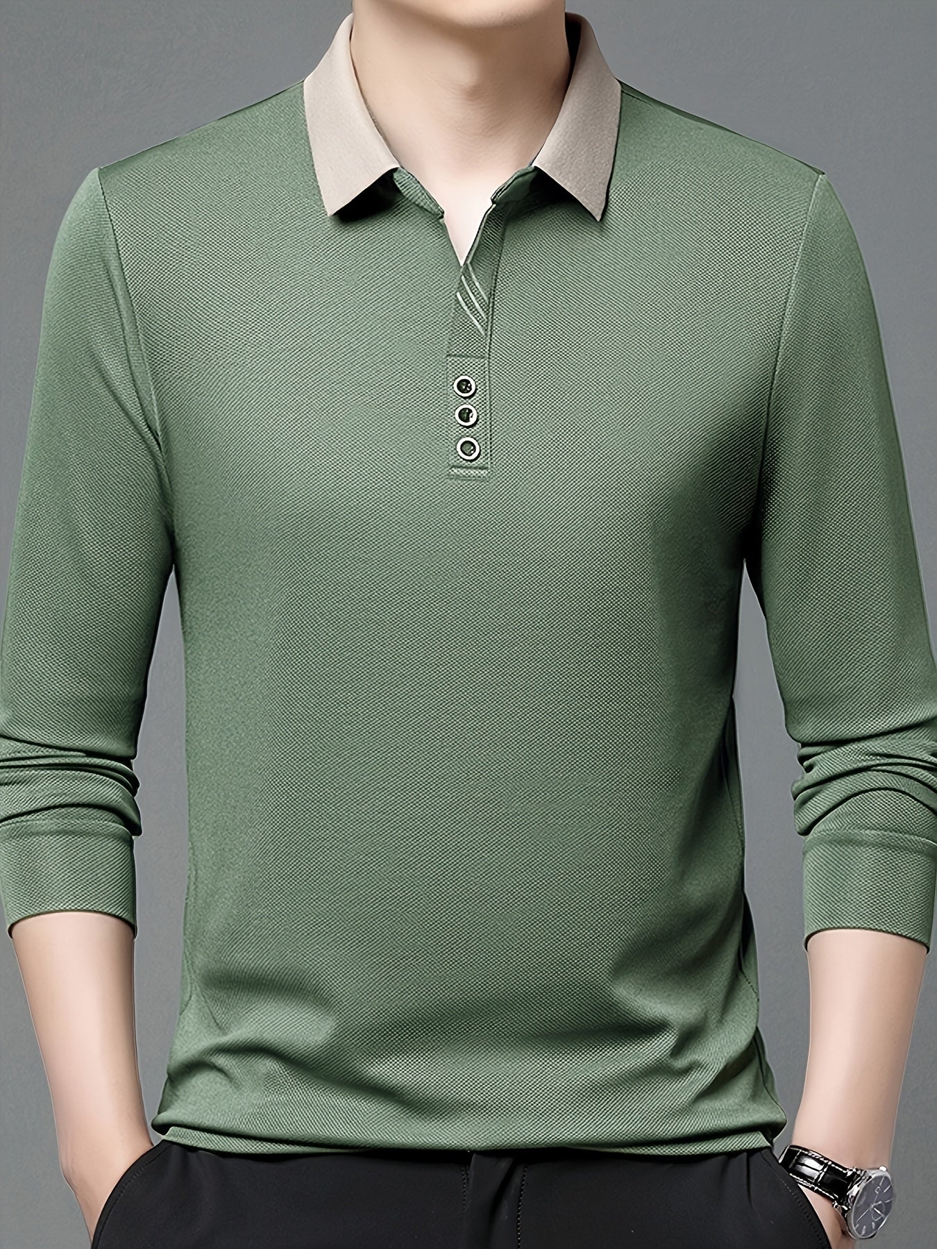 Men's Comfortable Casual Durable Long Sleeve Shirt with Button Decoration