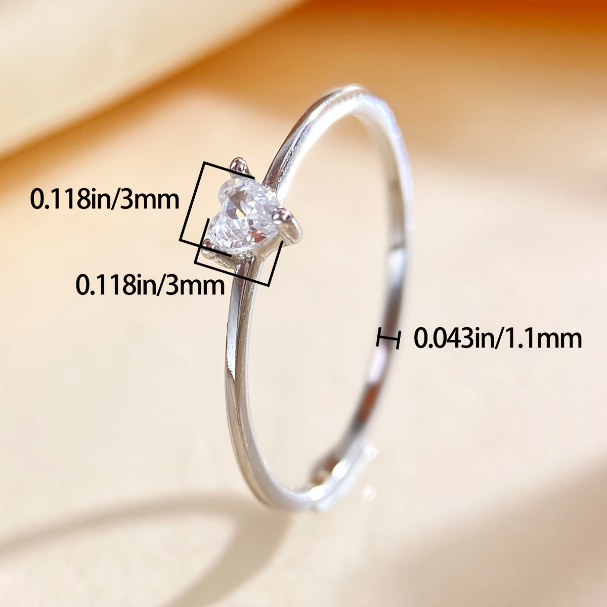 1pc minimalist heart ring S925 Sterling Silvery Promise Wedding EngaSynthetic Gemstoneent Rings for Women Wedding Season Jewelry Anniversary Solitaire Ring Thanksgiving Valentine's Day Gift for Ladies