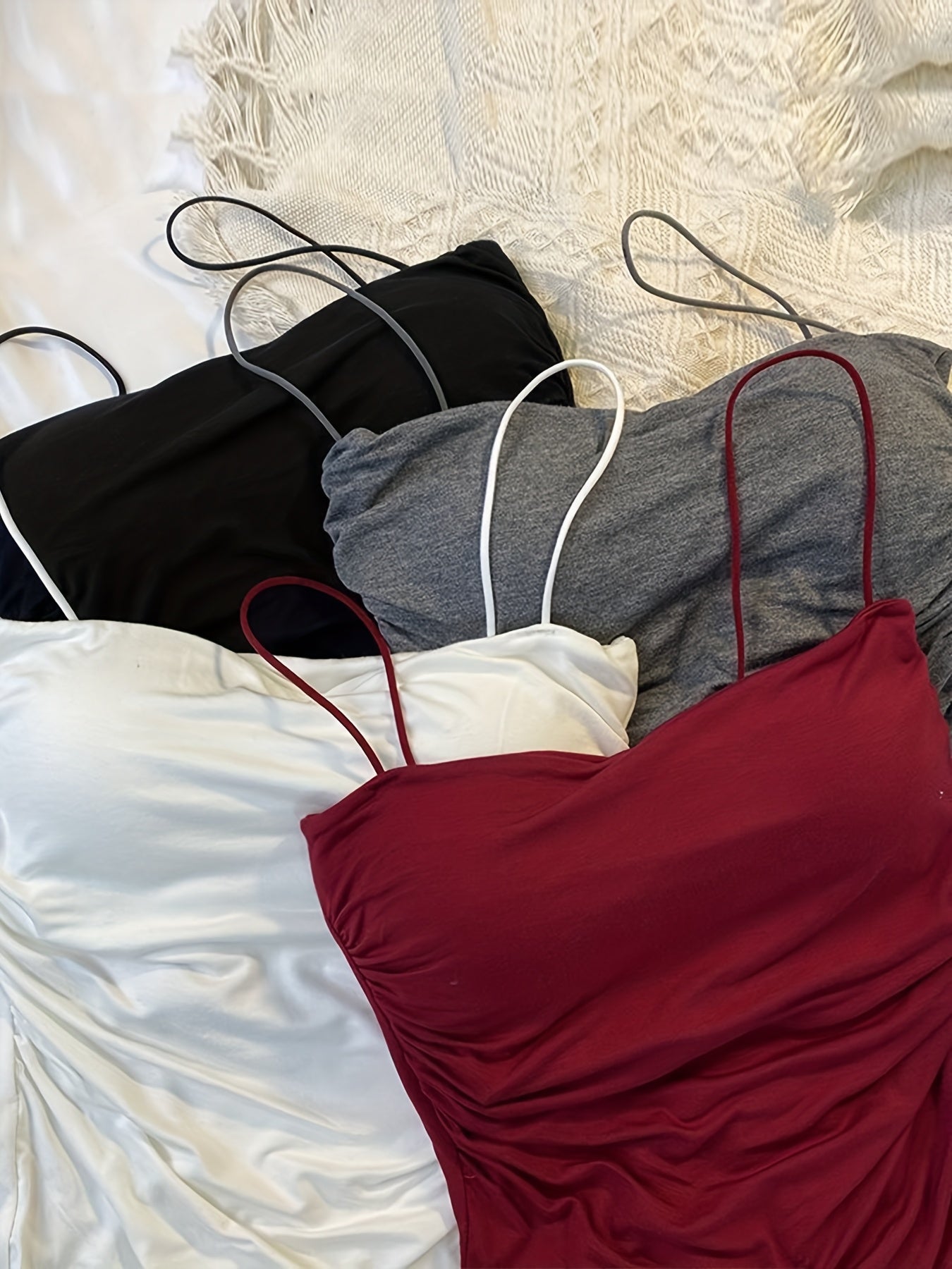 Lot de 4 Débardeurs Femme avec Fronces et Coques Intégrées