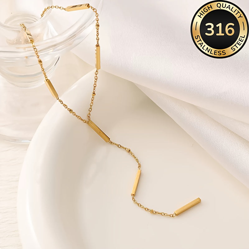 Collier Femme Hypoallergénique – Acier Inoxydable en Y avec Perles Riz, Plaqué Or 18K, Pendentif Long à Glands Élégant, Idéal pour Quotidien, Soirées, Halloween, Noël et Cadeaux d’Anniversaire