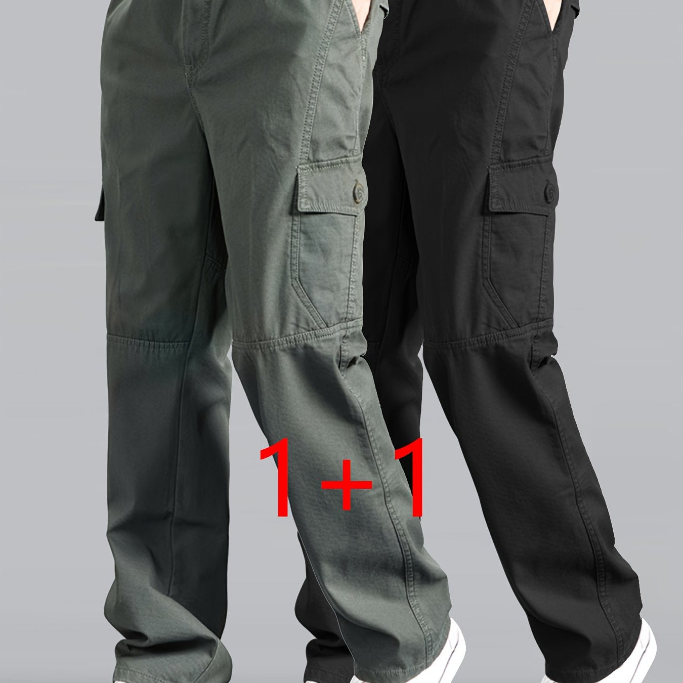 Lot de 2 Pantalons Cargo Homme – Pantalons de Travail Robustes avec Multiples Poches (Latérales, Cargo, Zippées), Tissu Résistant Sans Stretch pour Construction, Randonnée, Camping