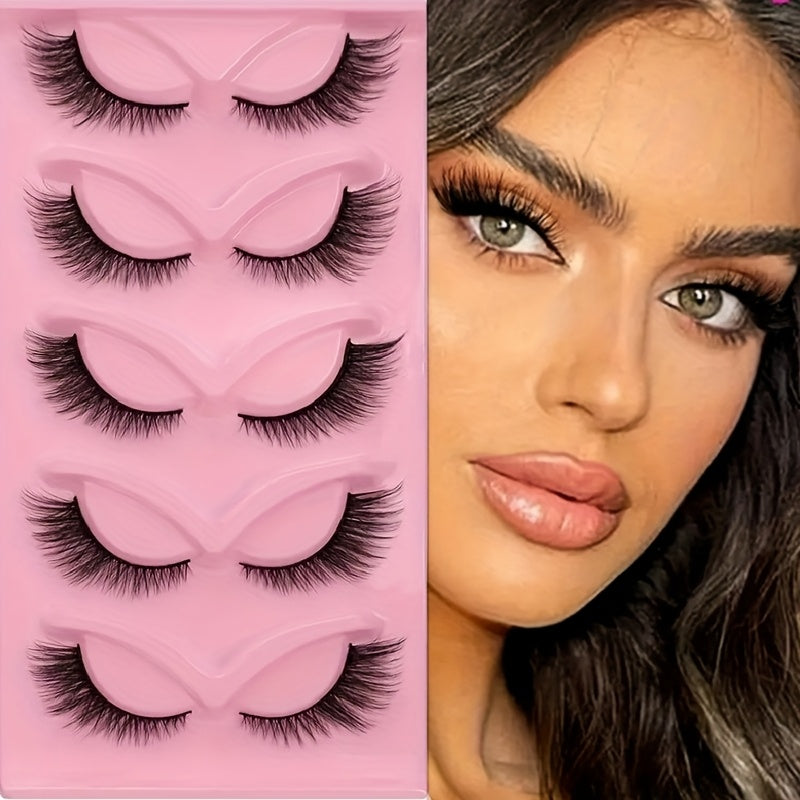 5 Paires de Cils Cat Eye – Matériau 3D Doux et Confortable, Style Fox Eye Épais et Exagéré, Effet Fluffy et Recourbé à la Pointe, Parfaits pour Carnaval, Rendez-Vous Quotidiens et Fêtes