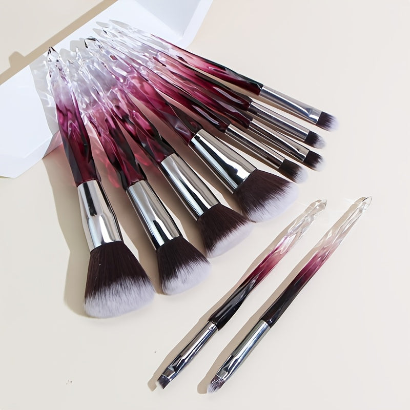 Set 10 Pinceaux Maquillage Cristal – Fond de Teint & Yeux