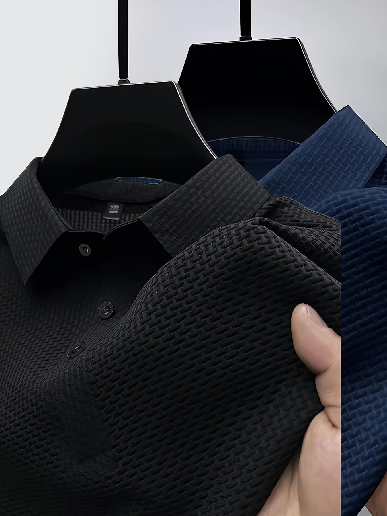 2pcs Men's Lapel Neck Short Sleeve T-shirt, Comfy Stretchy Trendy Tees for Summer, Casual Daily Style Fashion Clothing