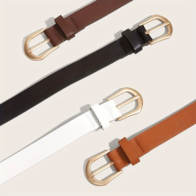 Ensemble de quatre ceintures tendance : blanches, café, marron et noires, avec ceinture décorative assortie aux robes et aux jeans