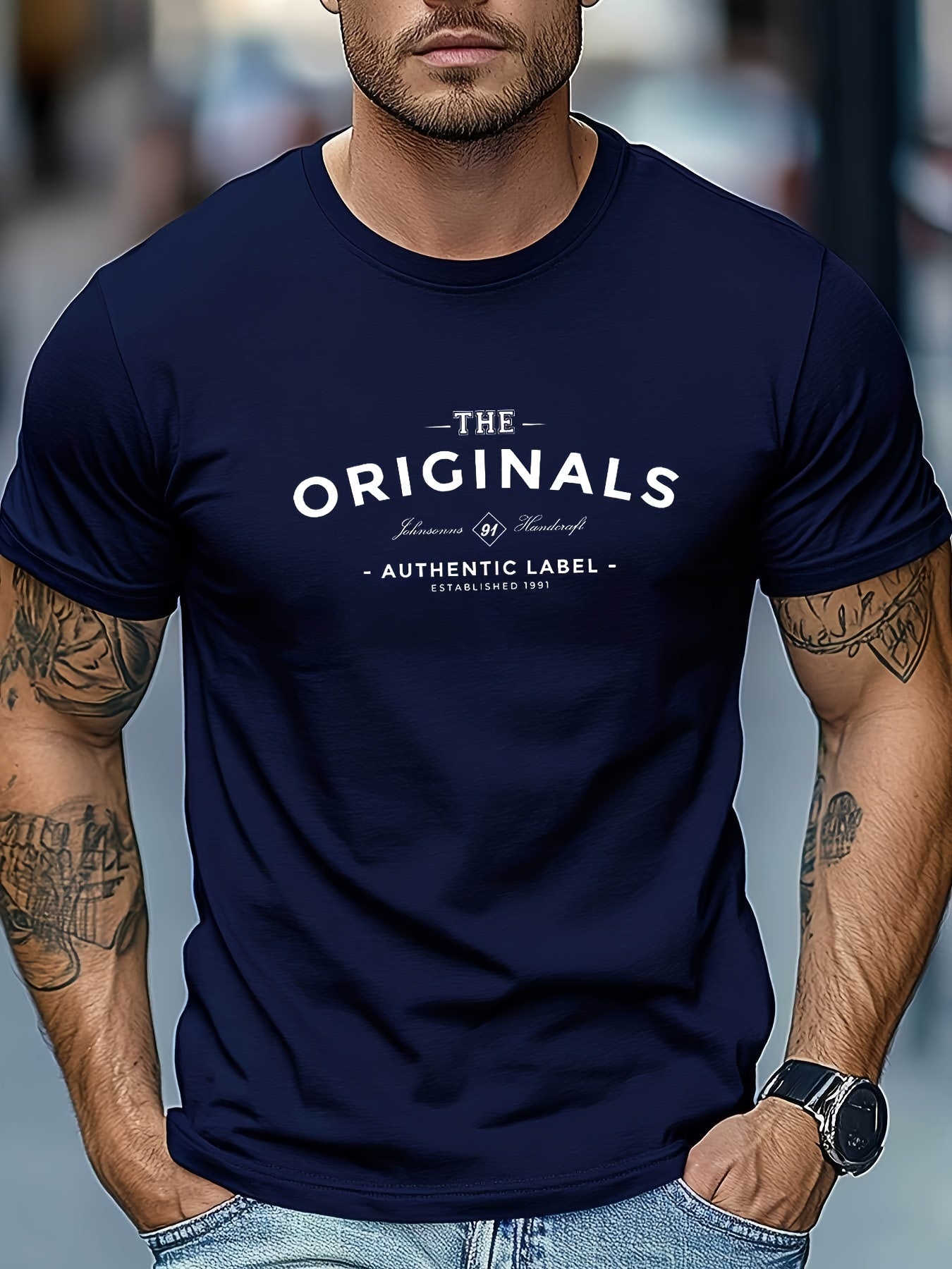 Men's Original Text Graphic T-Shirt - Dark Gray with White Lettering - Breathable Summer Tee - Authentic Label Design - Casual Everyday Shirt for Men