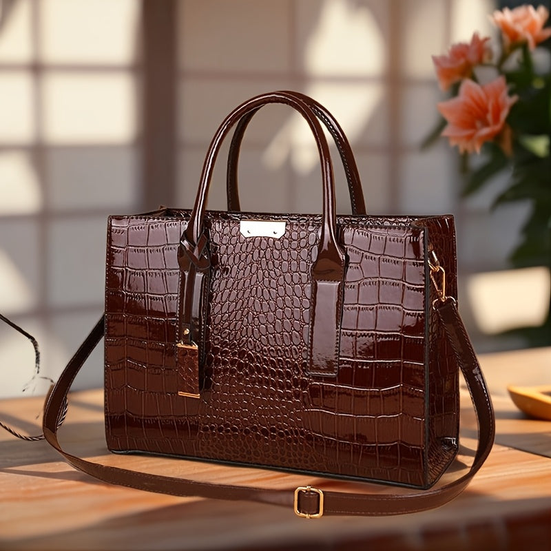 Sac à main vintage élégant pour femme, bandoulière réglable, PU durable, fermeture éclair