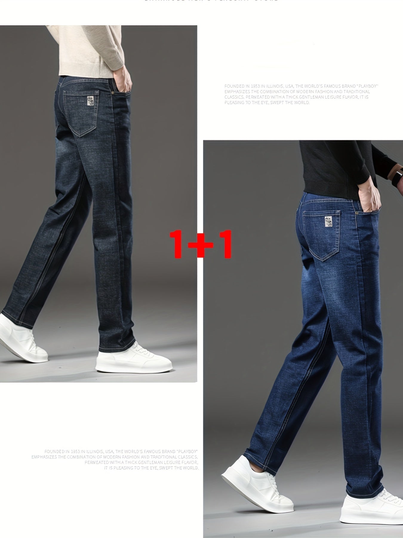 2pcs Jeans Homme Classiques – Regular Fit, Jambe Droite, Léger Stretch, Tout Saison